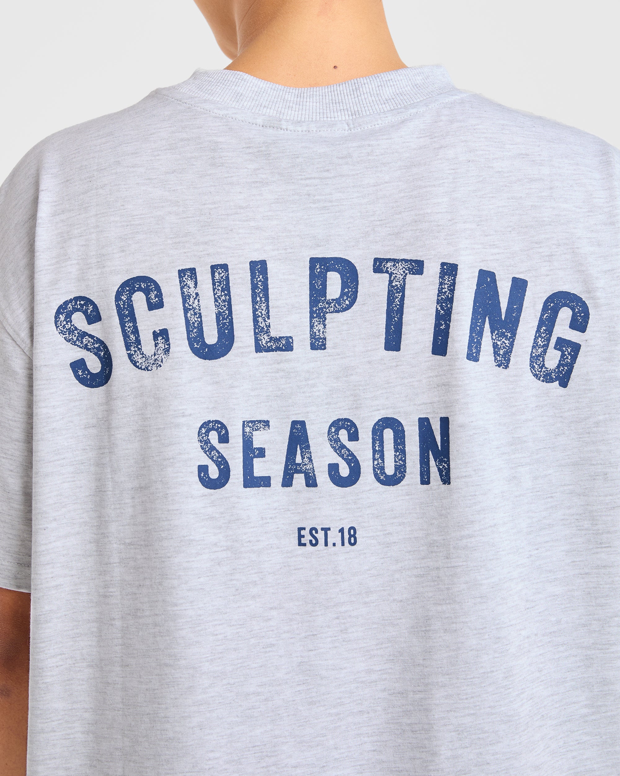 Sculpting Season Oversized T Shirt - Heather Grijs/Marine