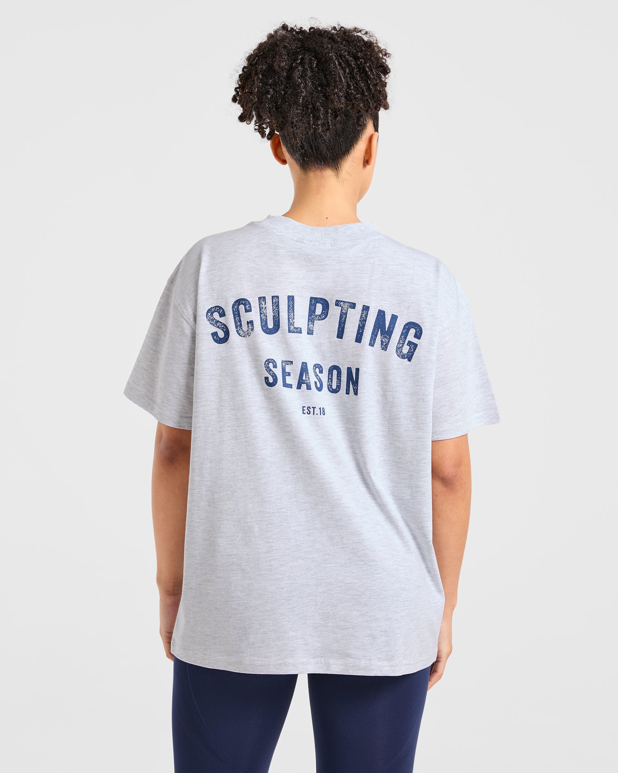 Sculpting Season Oversized T Shirt - Heather Grijs/Marine