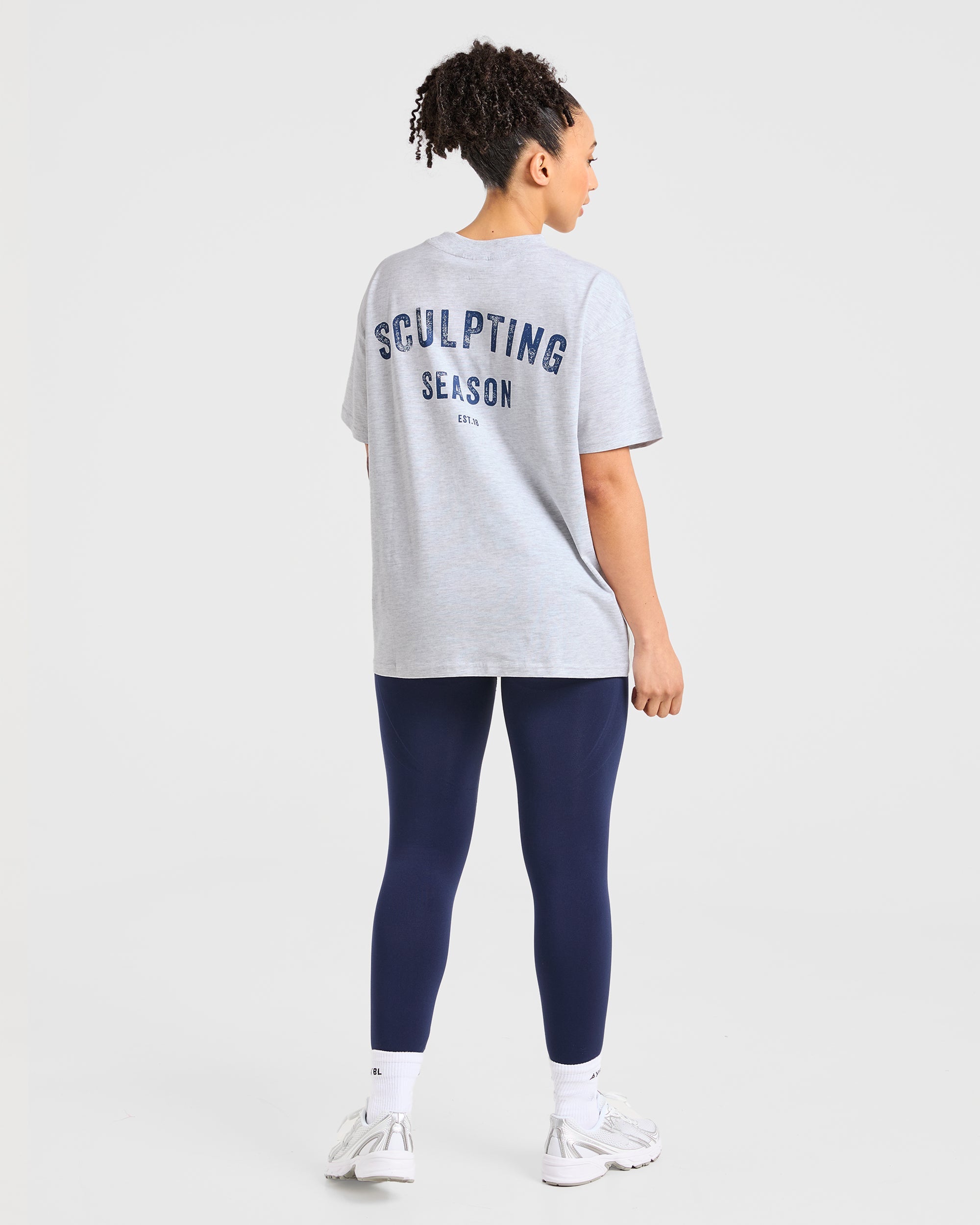 Sculpting Season Oversized T Shirt - Heather Grijs/Marine