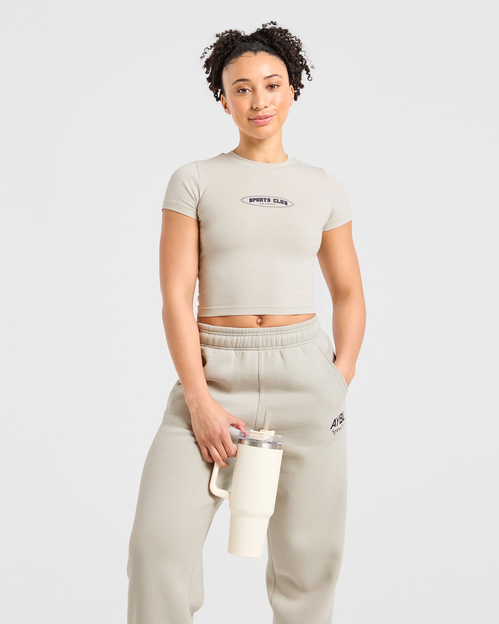 Sports Club Baby Tee - Beige/Navy
