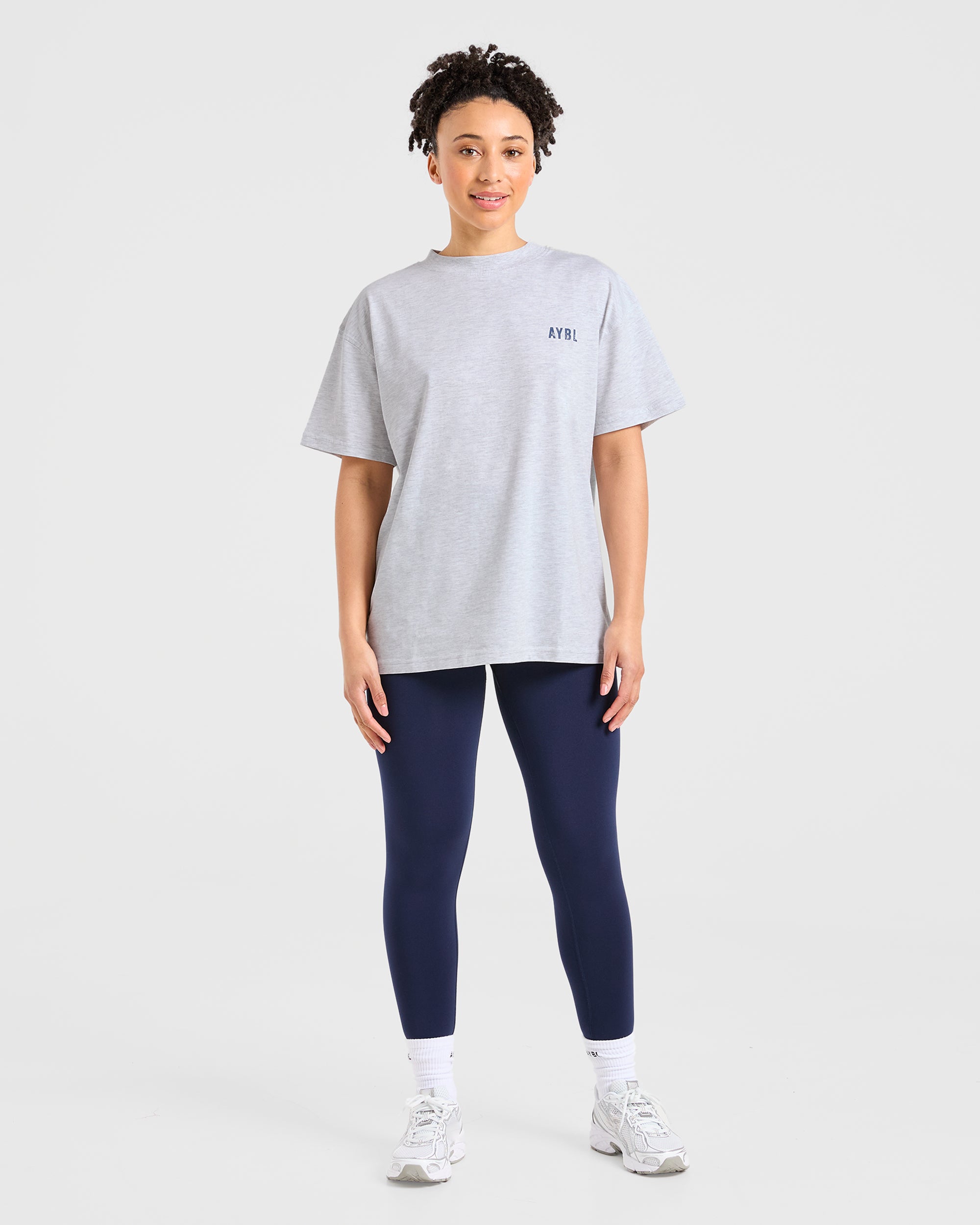 Sculpting Season Oversized T Shirt - Heather Grijs/Marine