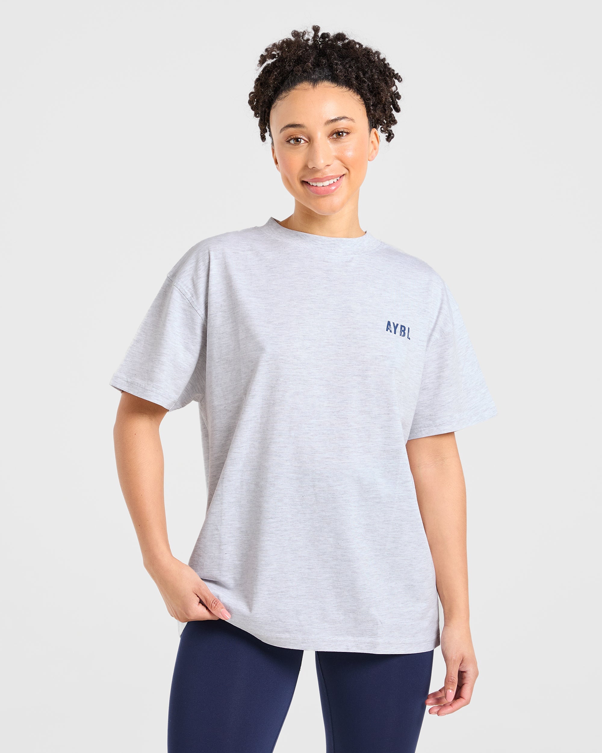 Sculpting Season Oversized T Shirt - Heather Grijs/Marine