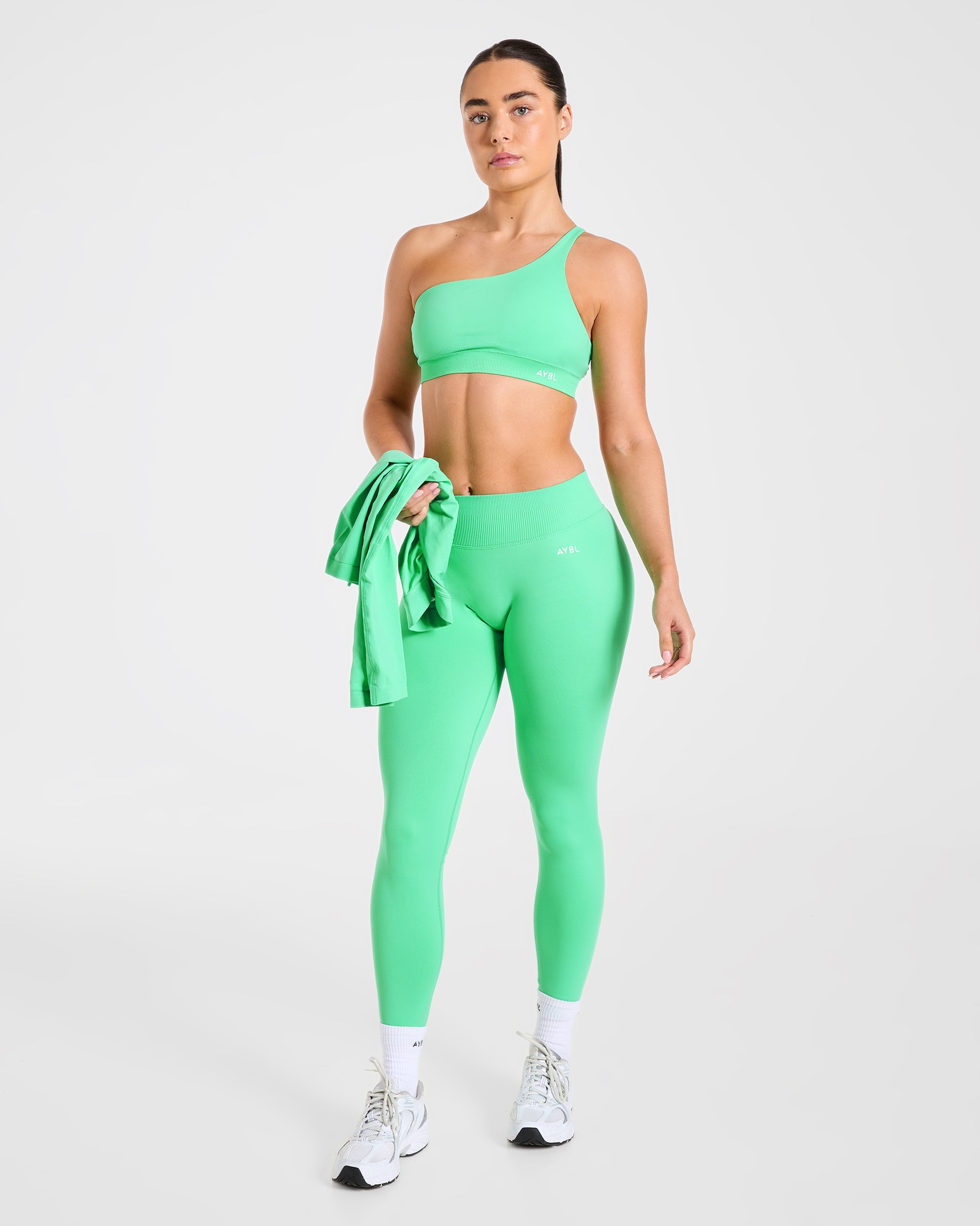 Enhance Seamless One Shoulder Sports Bra - Mint Groen