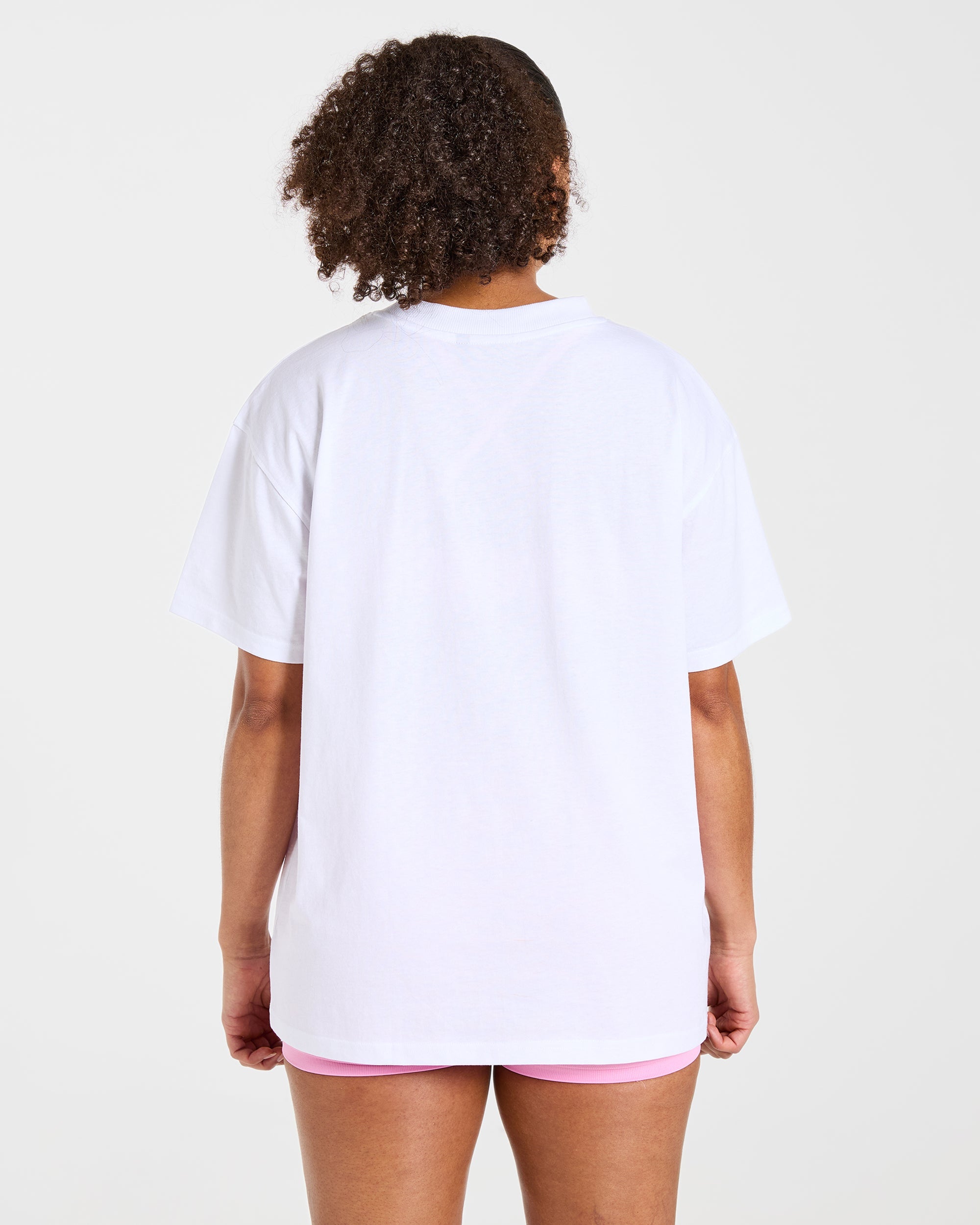 Varsity 2.0 Oversized T Shirt - Wit/Roze