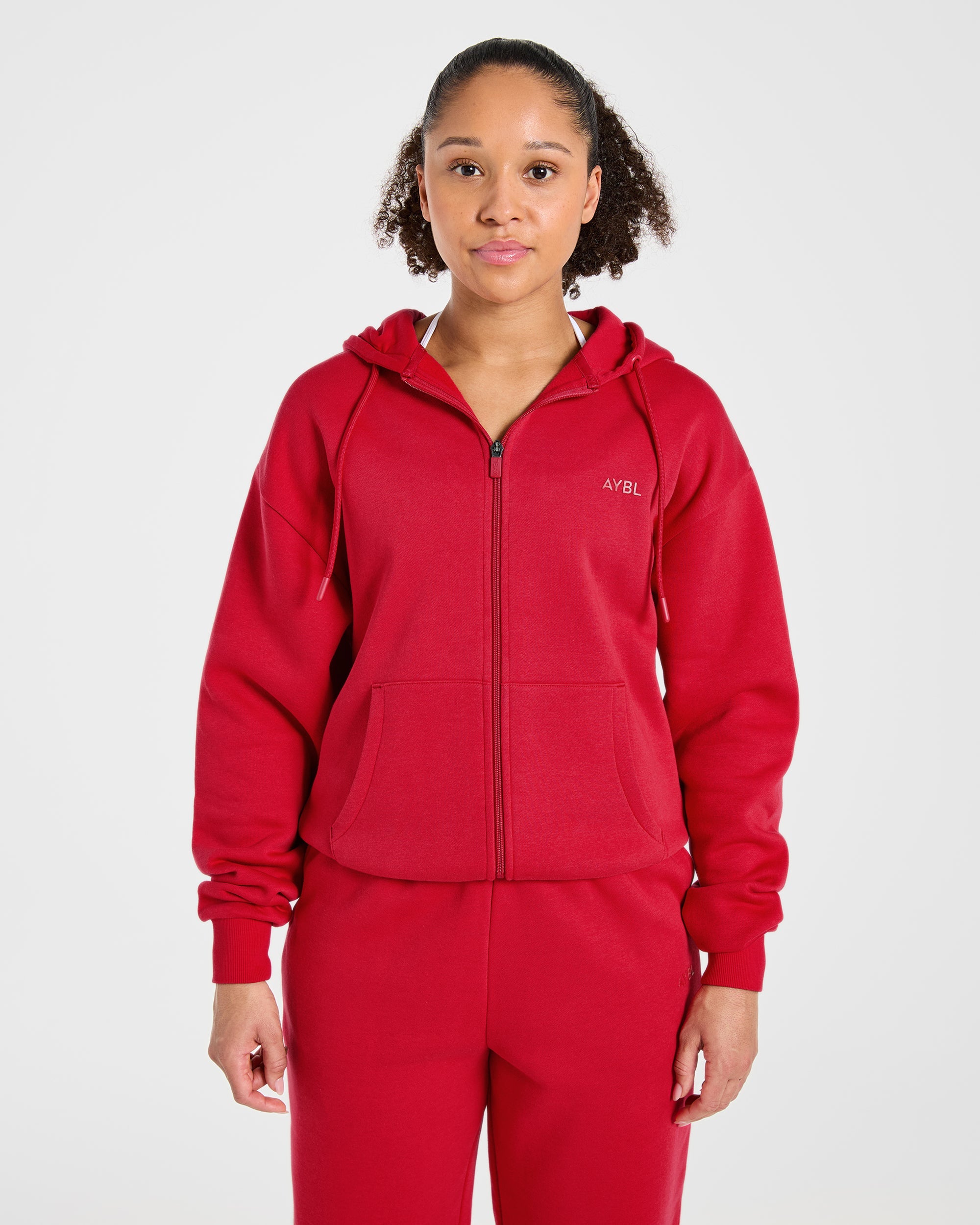 Lifestyle Oversized Zip Up Hoodie - Rood