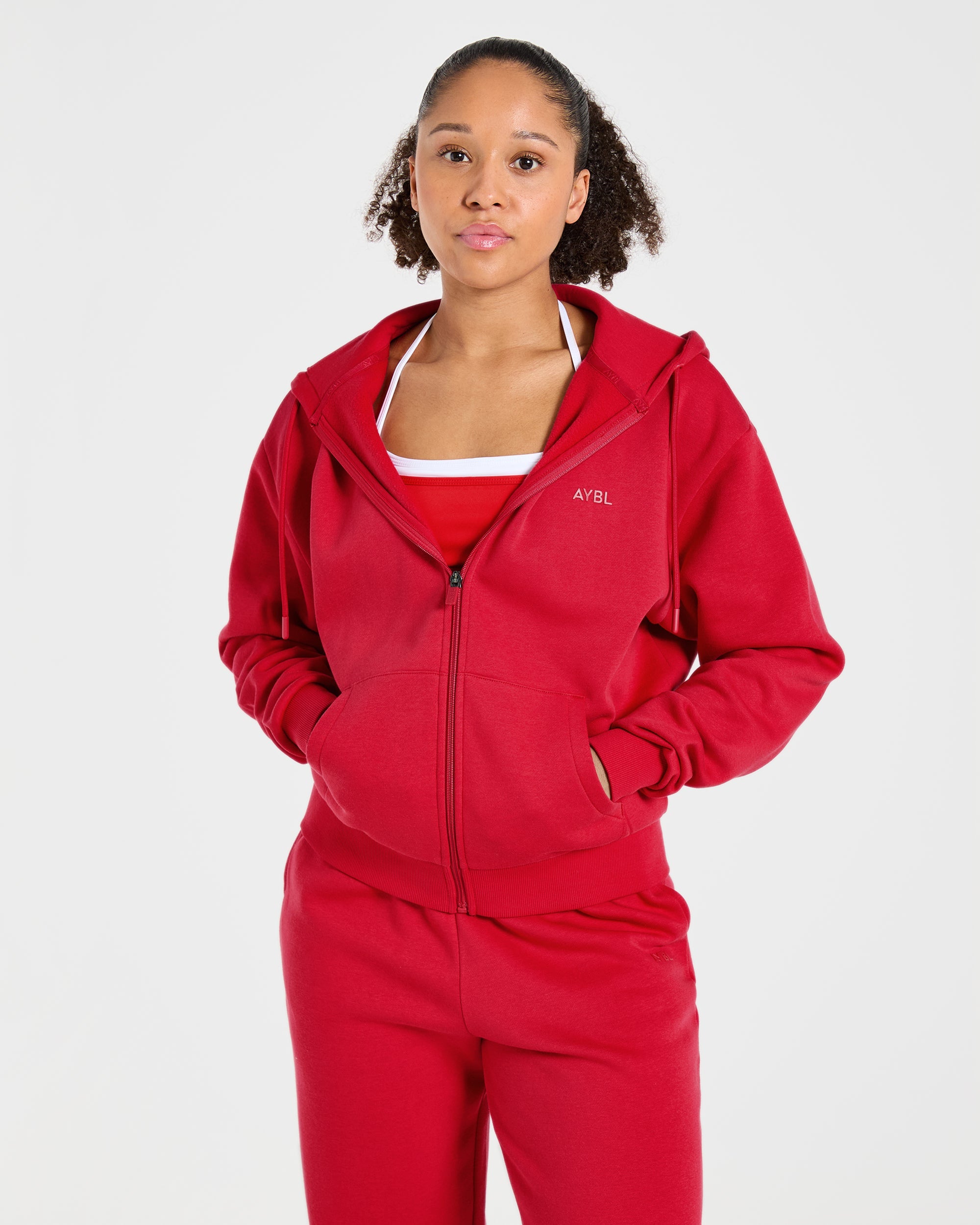 Lifestyle Oversized Zip Up Hoodie - Rood