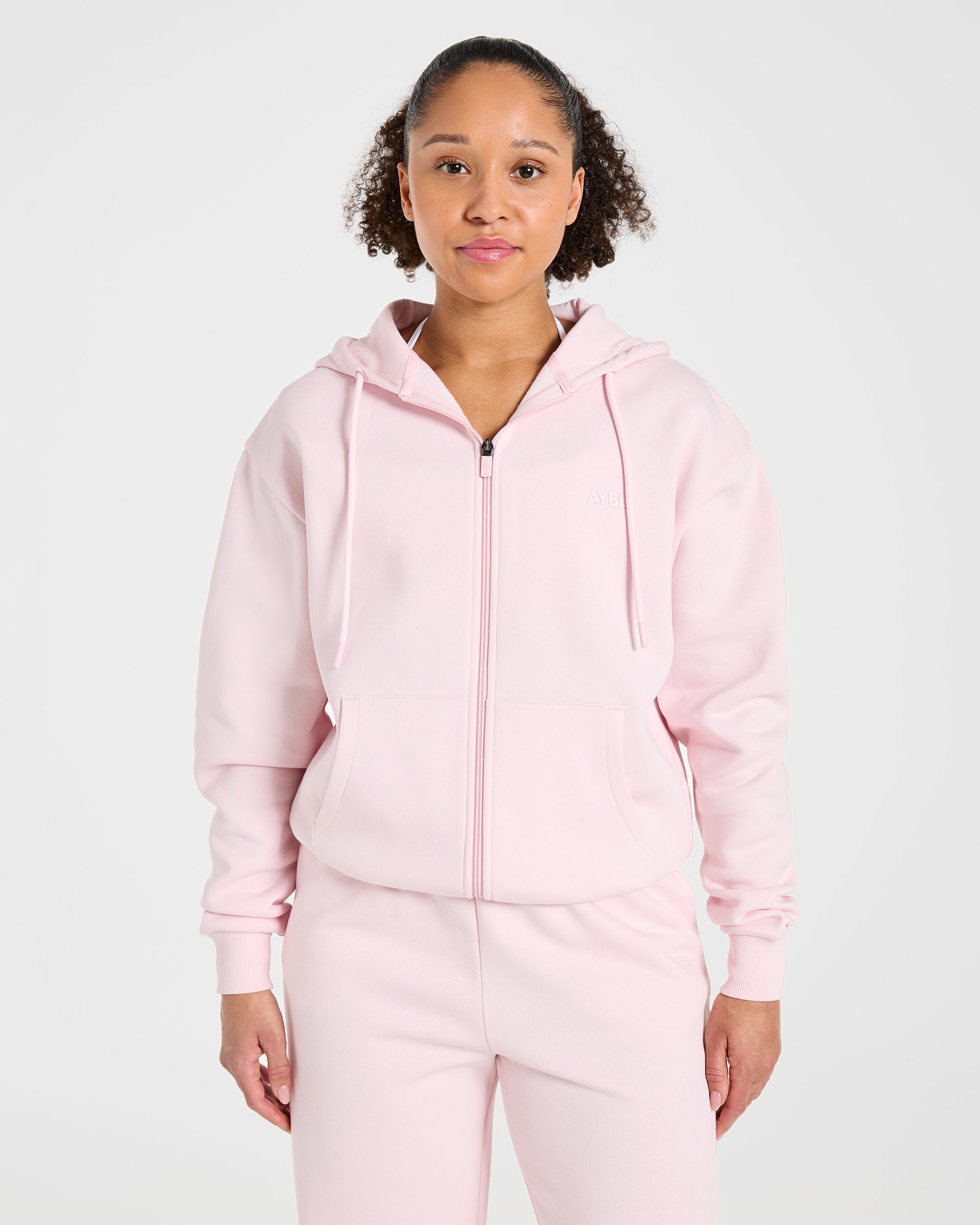 Lifestyle Oversized Zip Up Hoodie - Pastel Roze