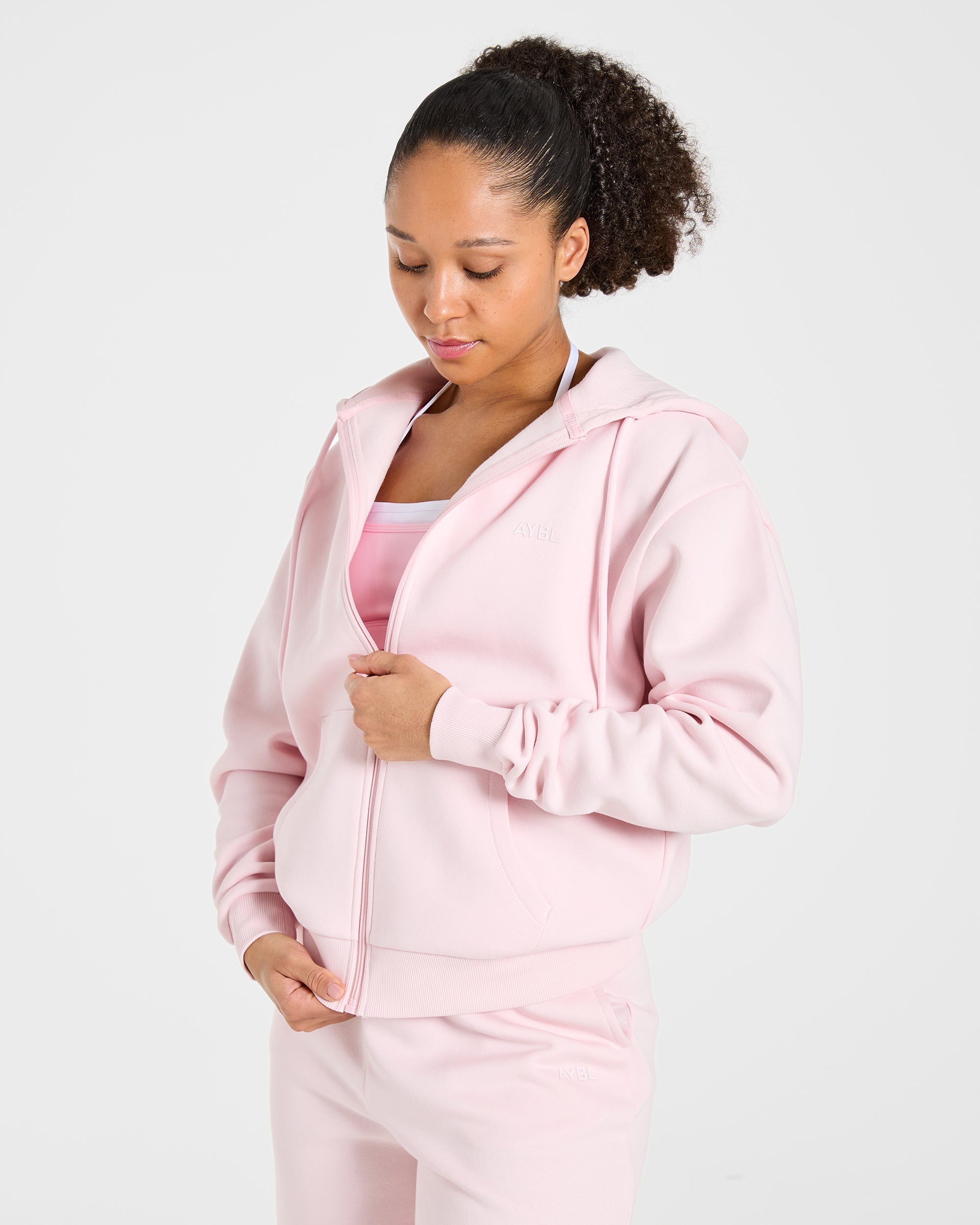 Lifestyle Oversized Zip Up Hoodie - Pastel Roze