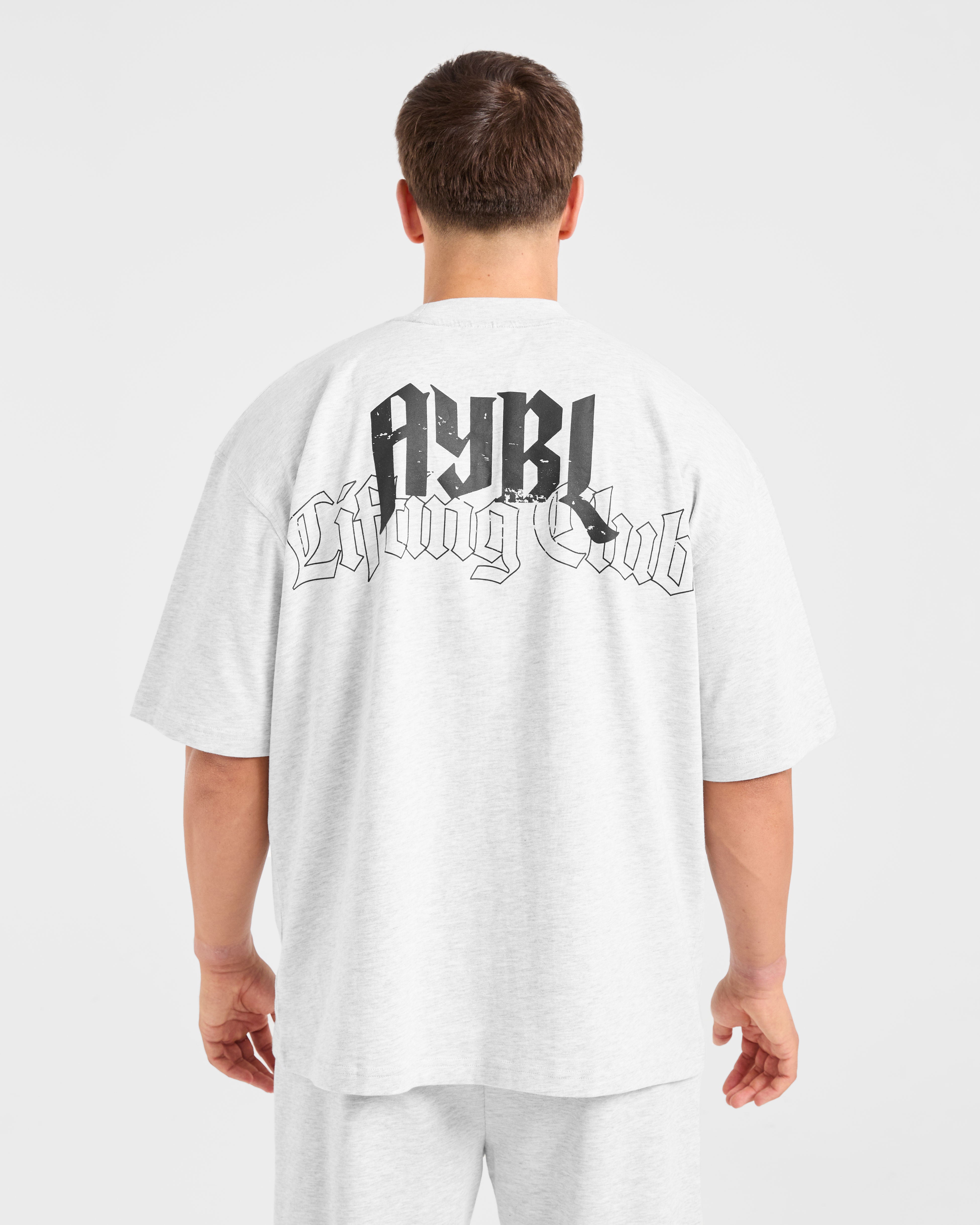 Lifting Club Gothic Oversized T Shirt - Grijs Marl