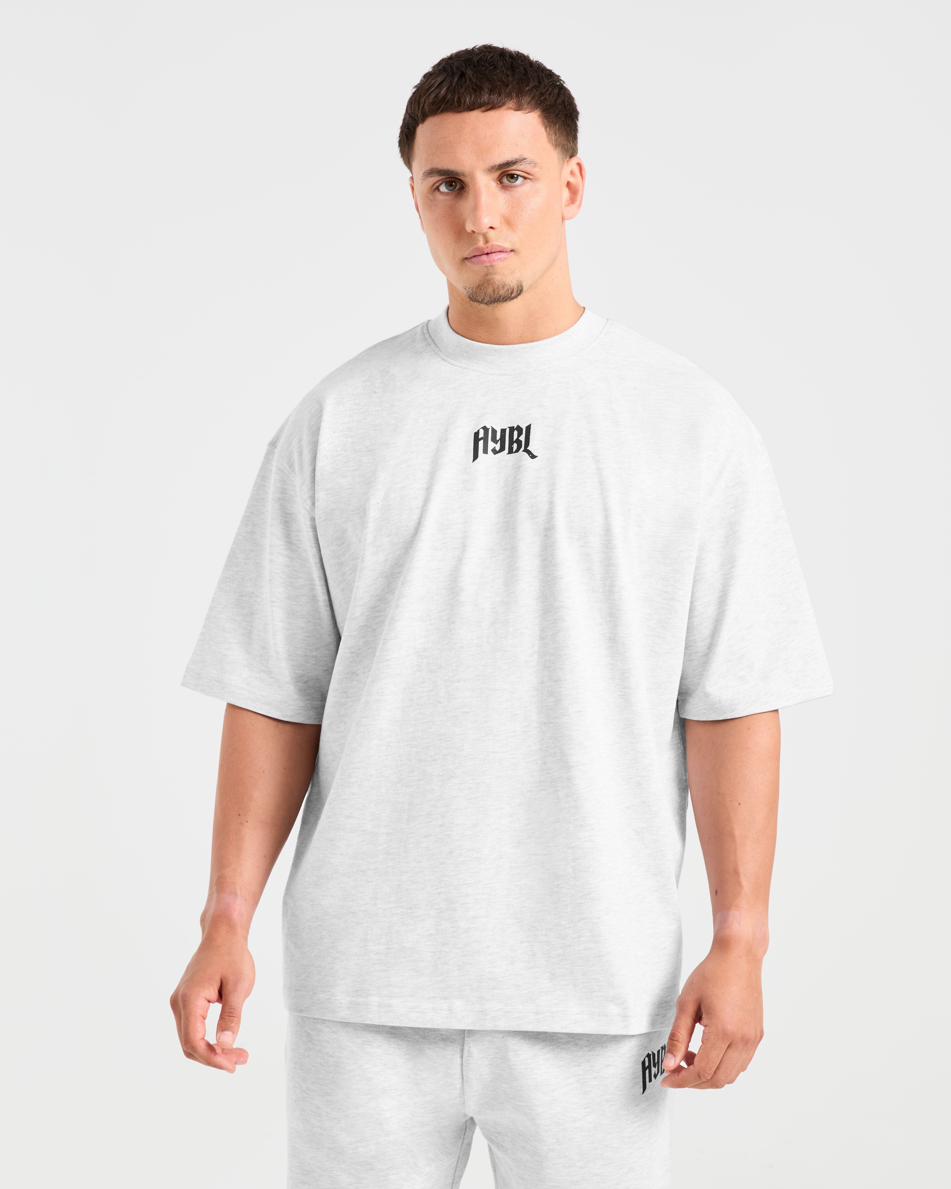Lifting Club Gothic Oversized T Shirt - Grijs Marl