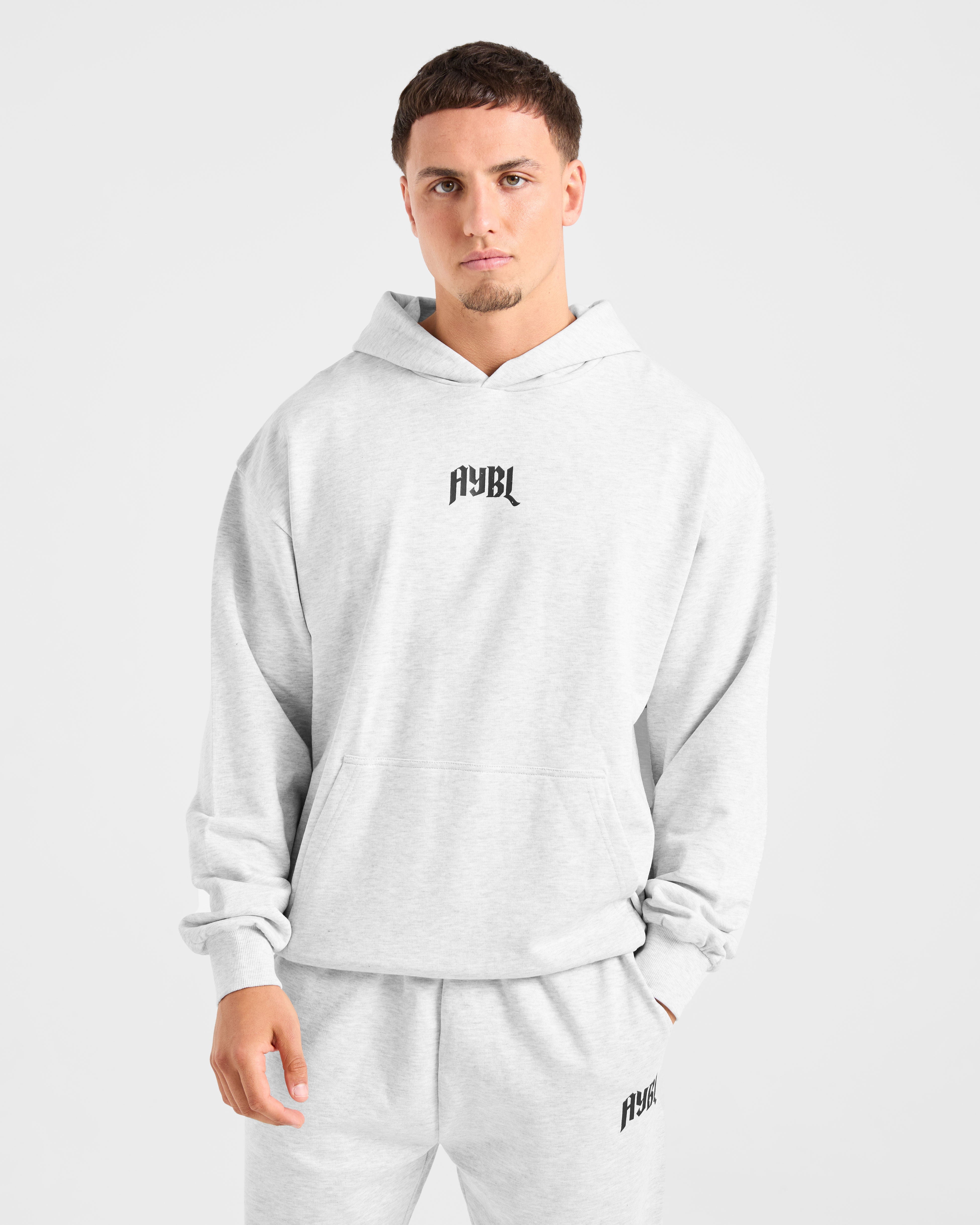 Lifting Club Gothic Oversized Hoodie - Grijs Marl