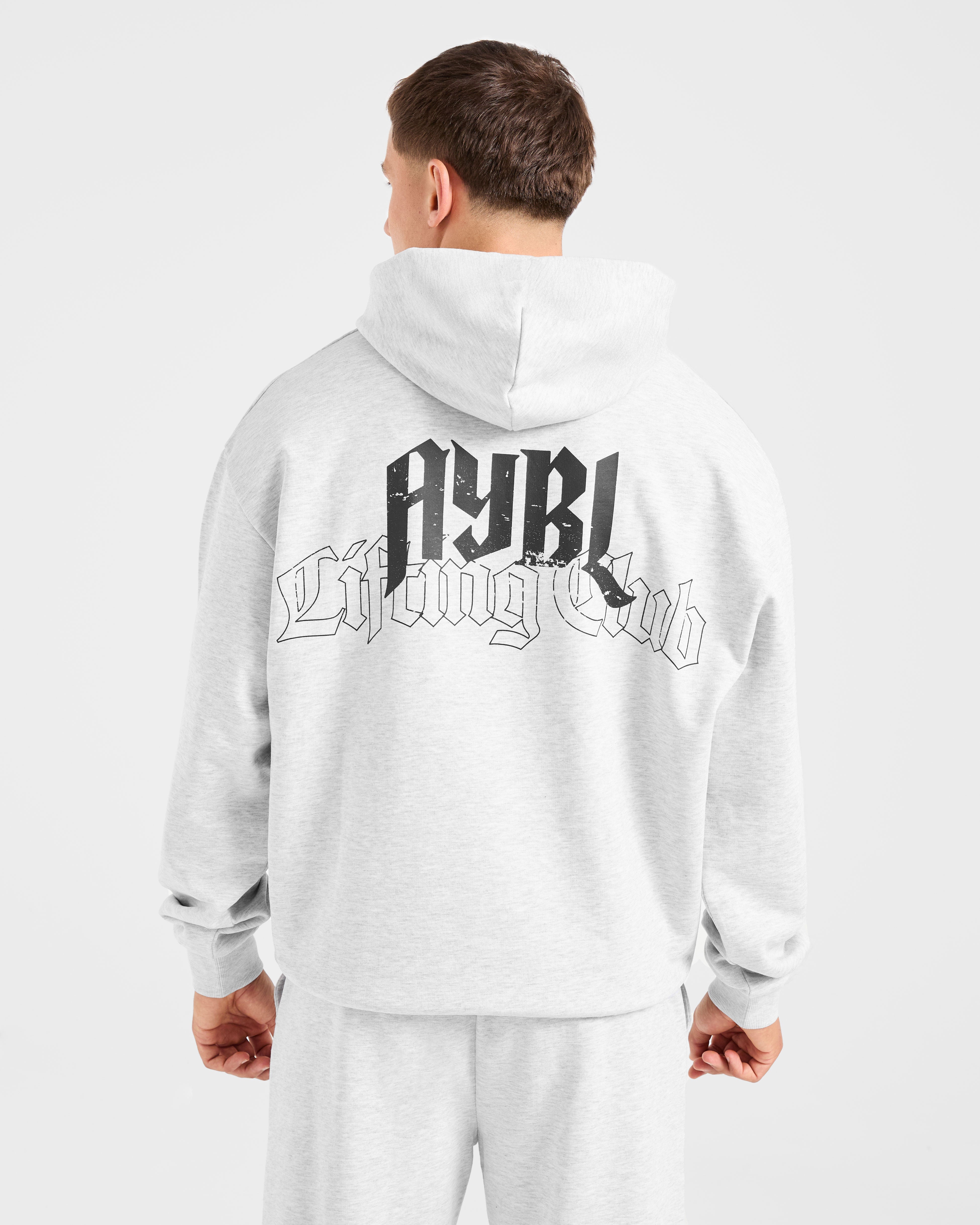 Lifting Club Gothic Oversized Hoodie - Grijs Marl