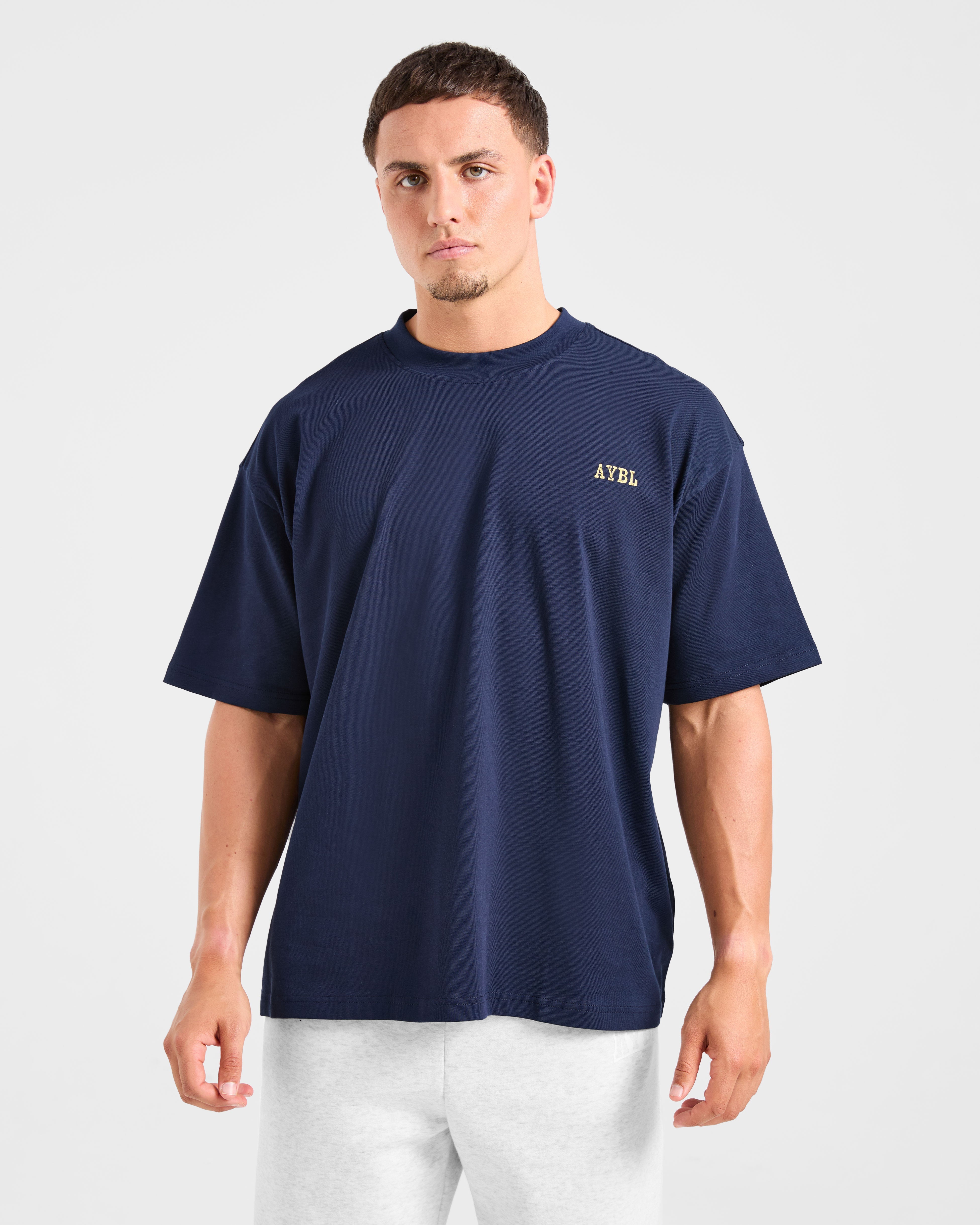 Lifting Essentials Oversized T Shirt - Navy/Geel