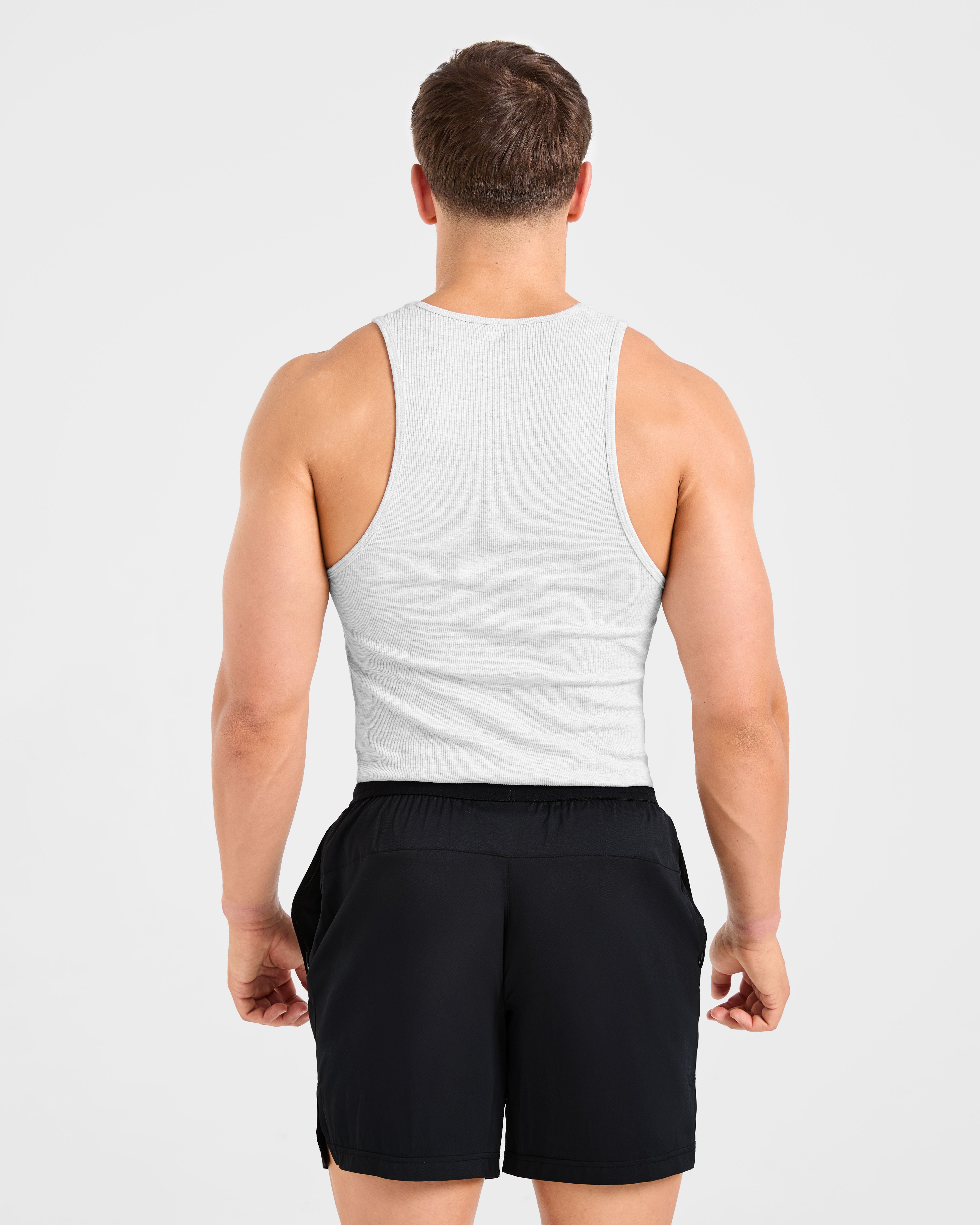 Muscle Ribbed Tank - Licht Grijs Marl