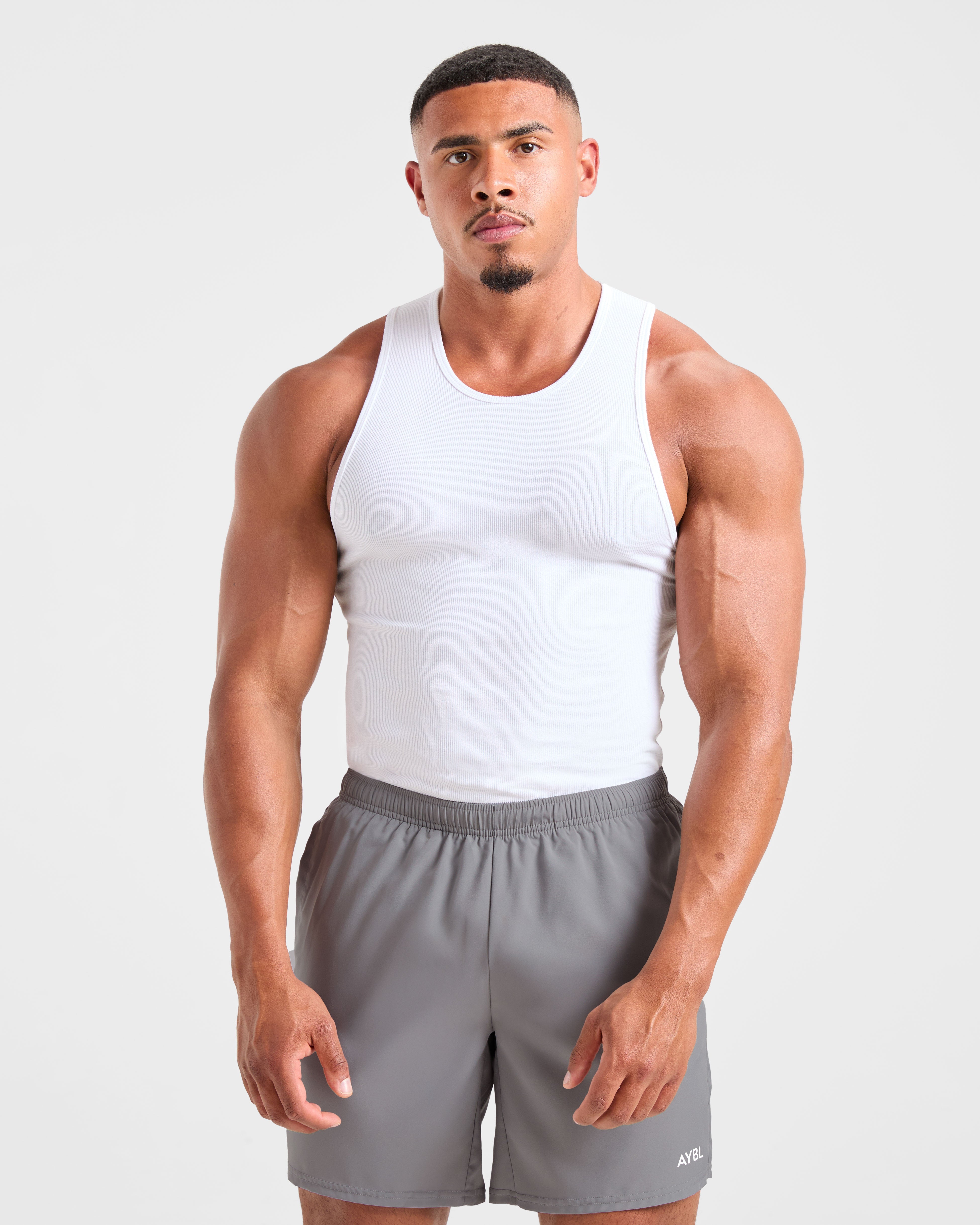 Muscle Ribbed Tank - Wit