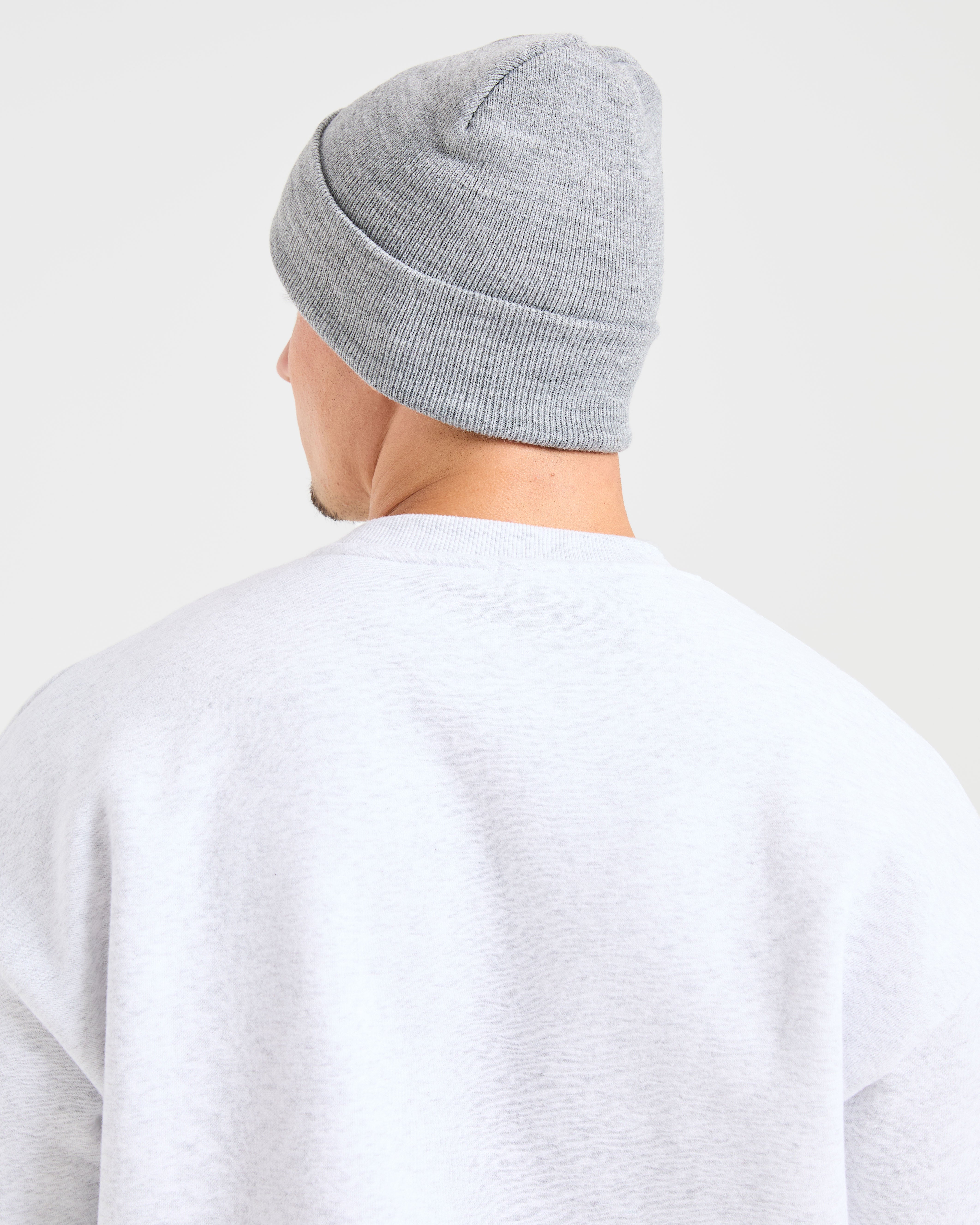 Embroidered Beanie - Grijs Marl