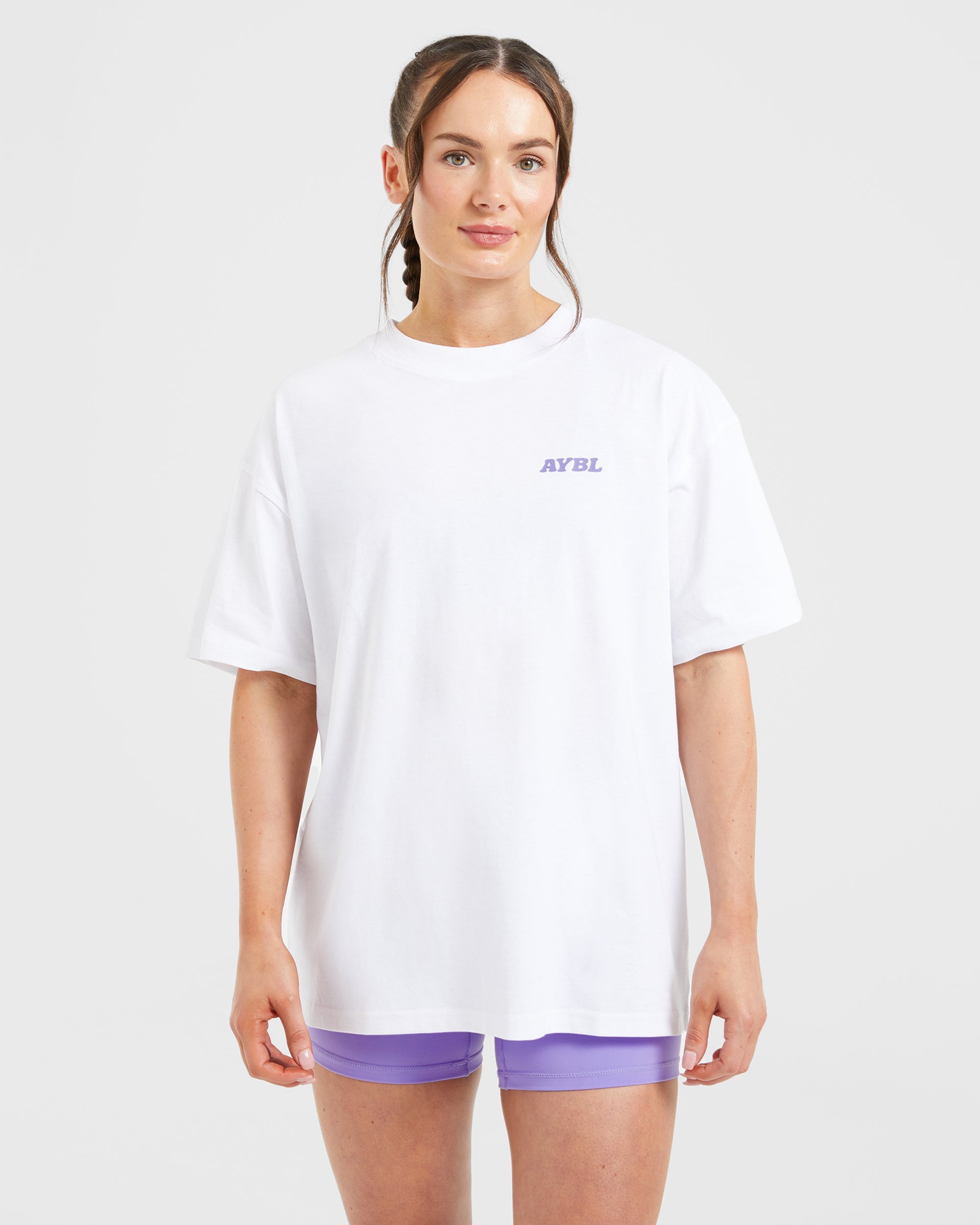 Stronger You Oversized T Shirt - Wit/Paars