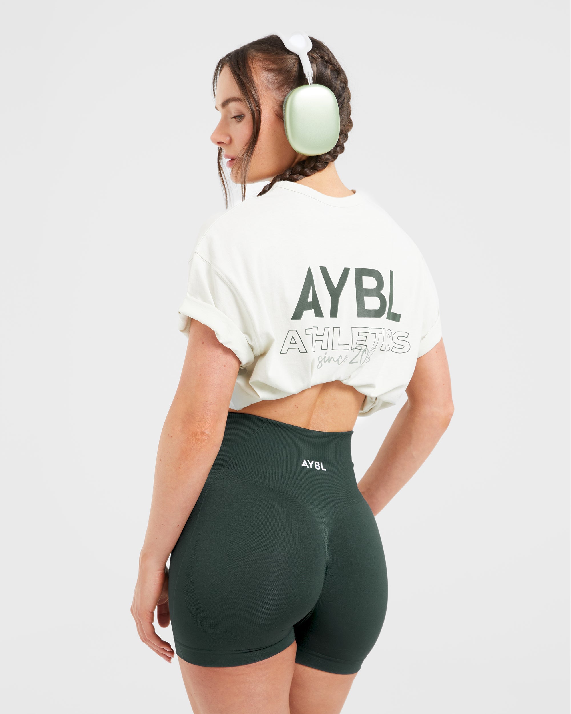 AYBL Athletics Oversized T Shirt - Off Wit/Groen