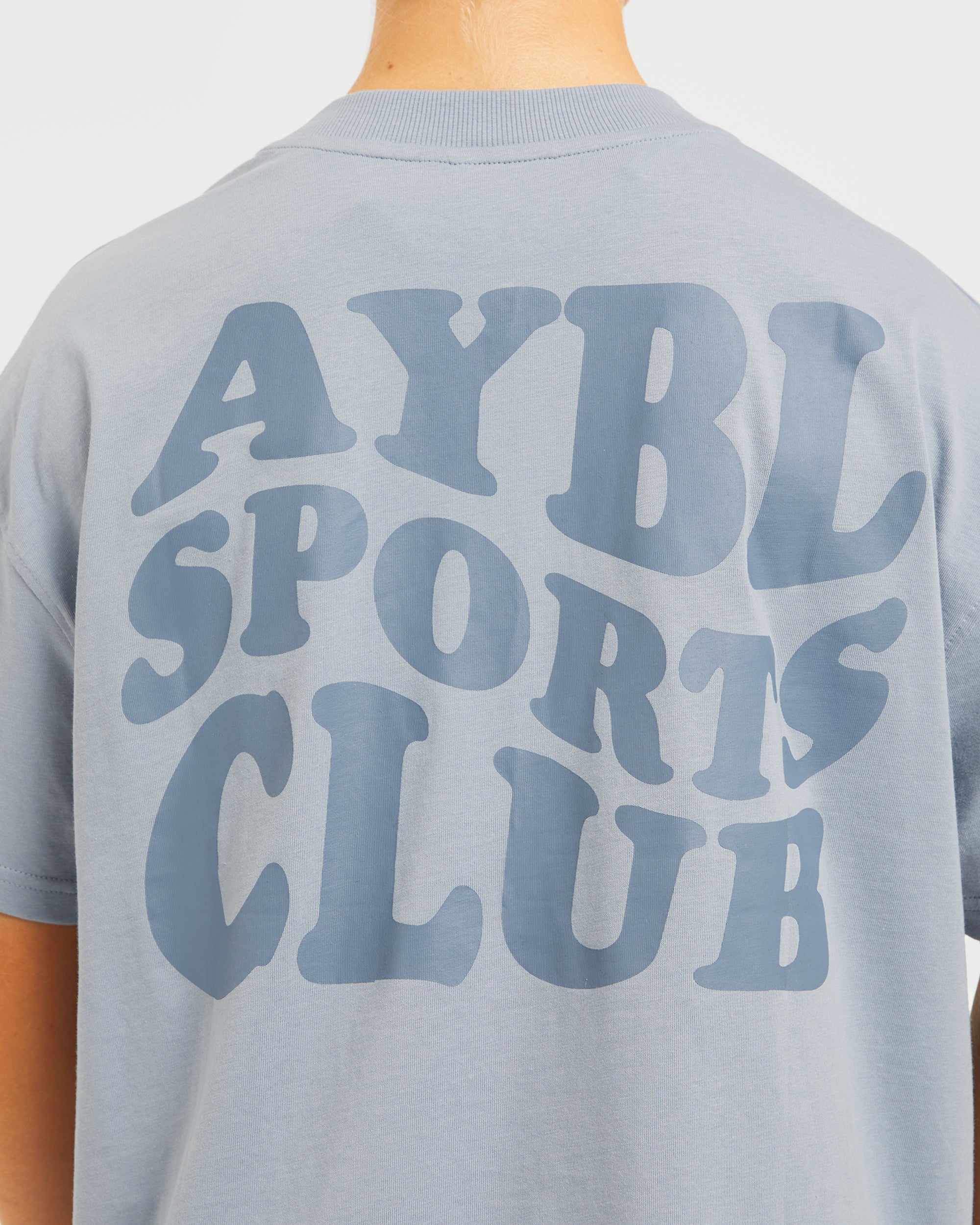 Sports Club Wavy Oversized T Shirt - Dusty Blauw