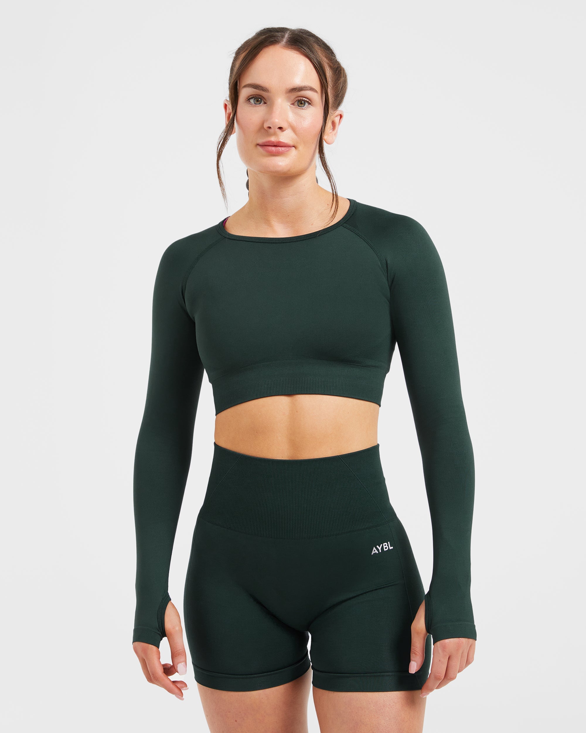 Empower Seamless Long Sleeve Crop Top - Dark Groen