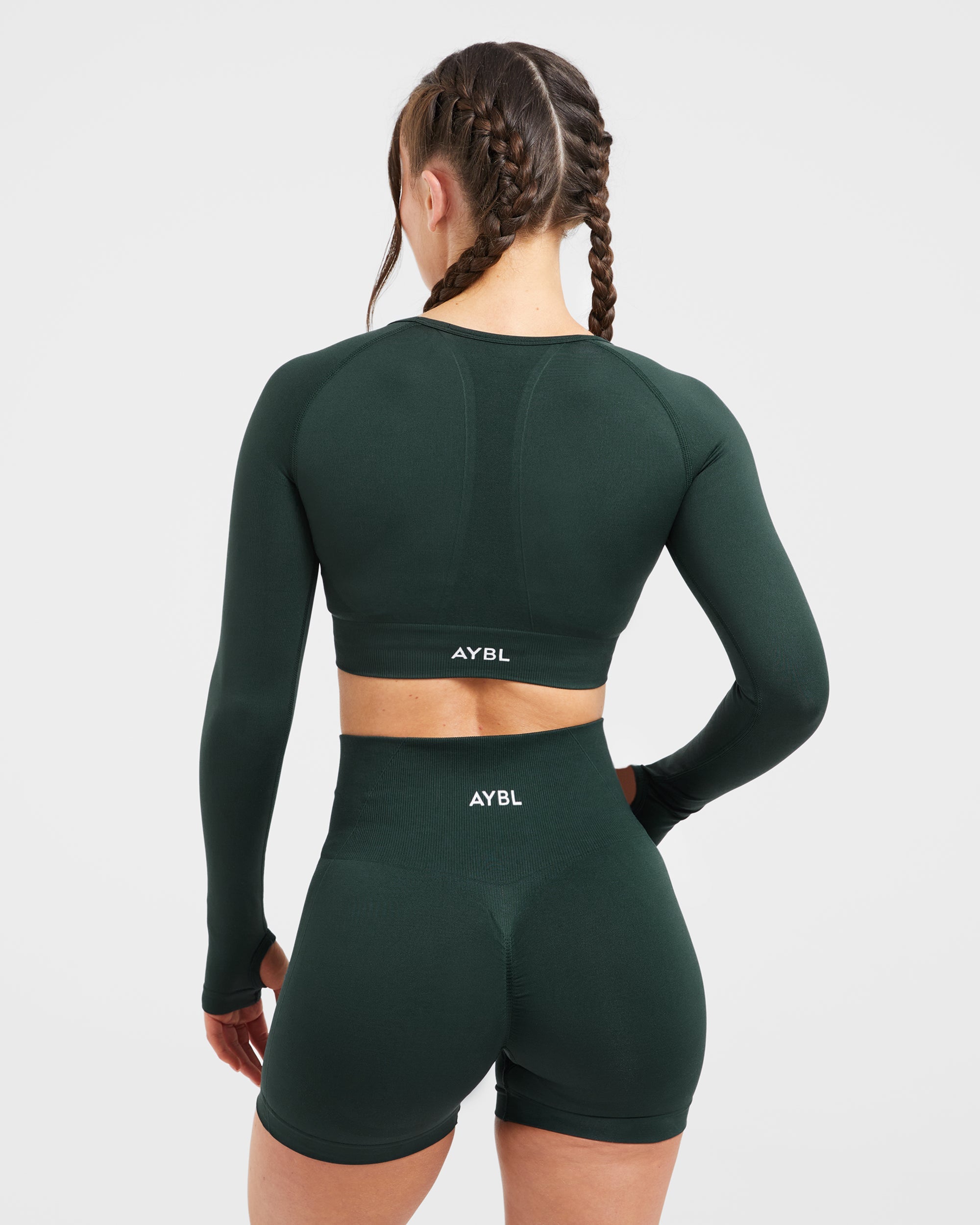 Empower Seamless Long Sleeve Crop Top - Dark Groen