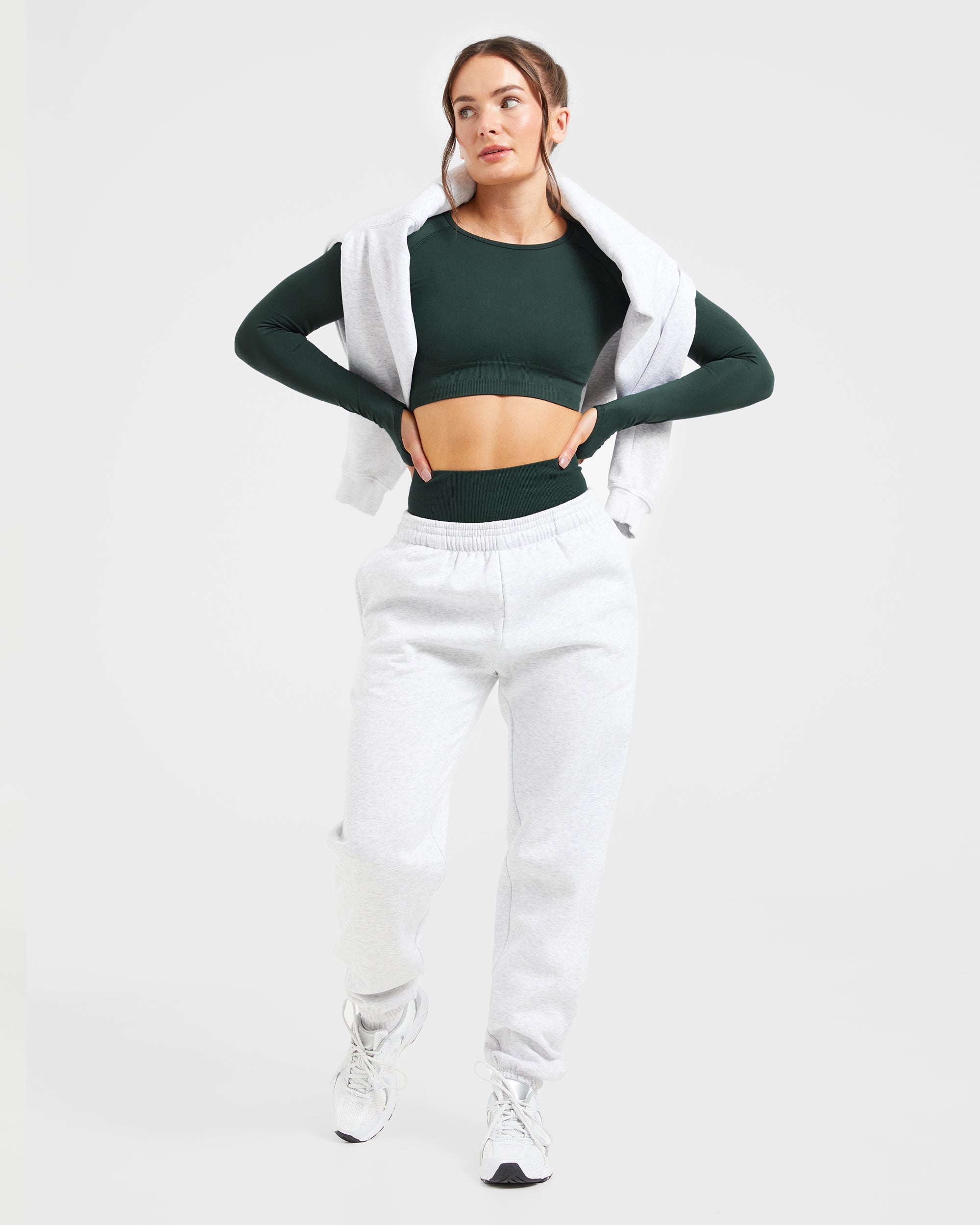 Empower Seamless Long Sleeve Crop Top - Dark Groen