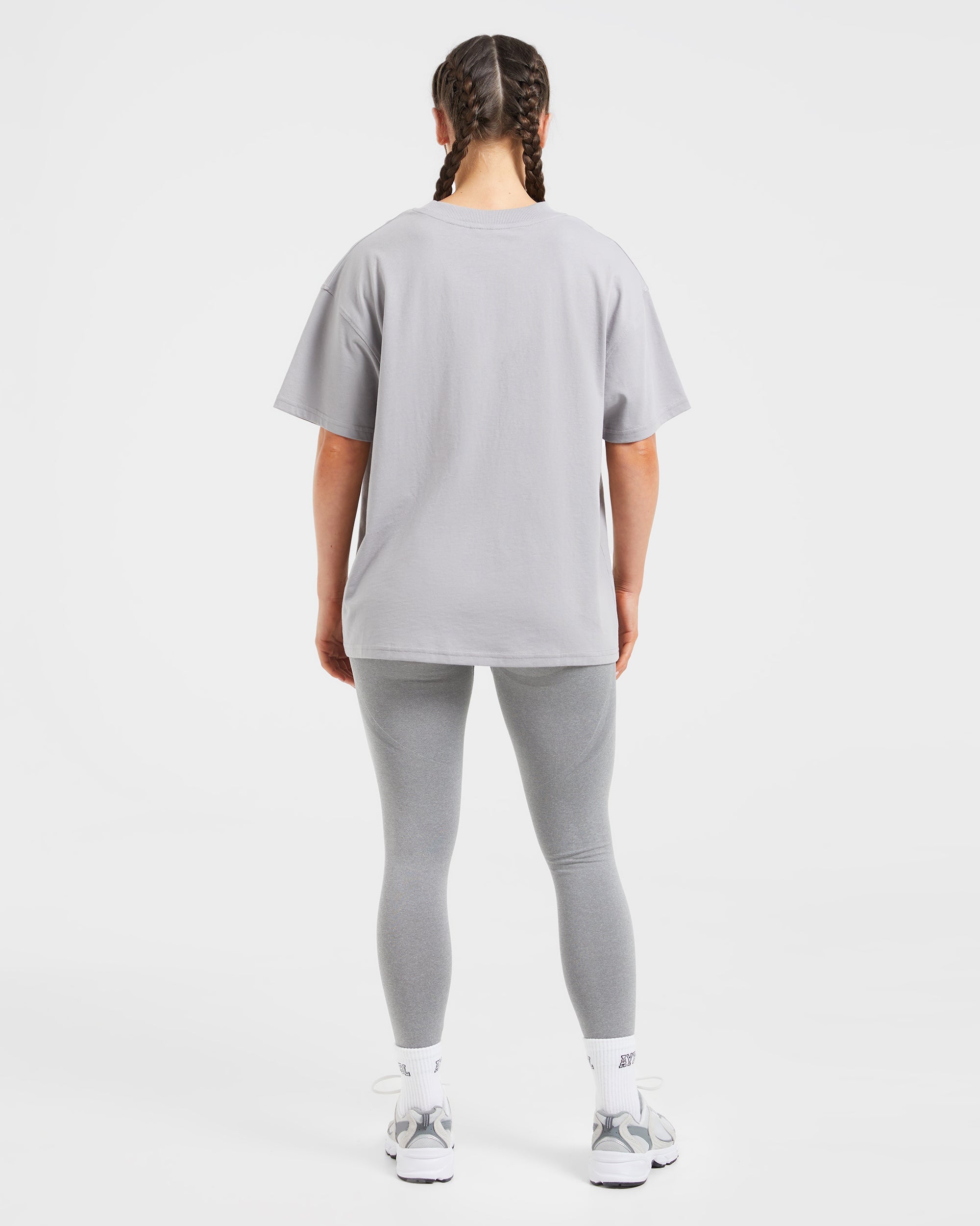 Lifting My Best Life Oversized T Shirt - Grijs