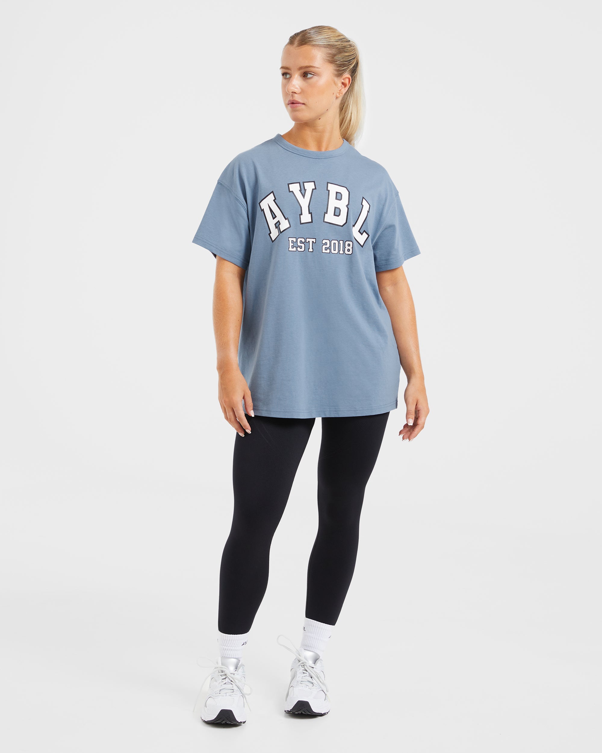 Varsity Oversized T Shirt - Blauw