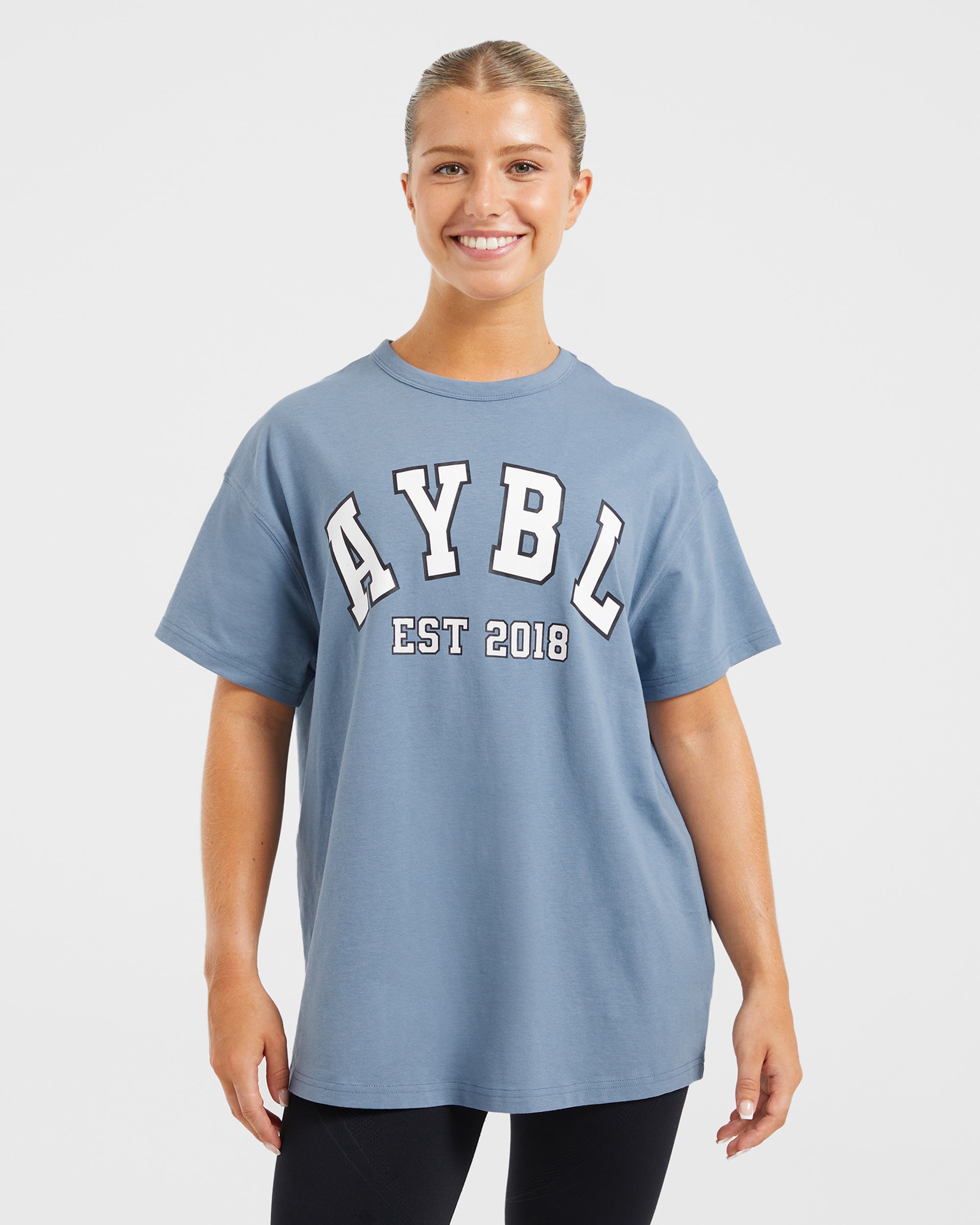 Varsity Oversized T Shirt - Blauw