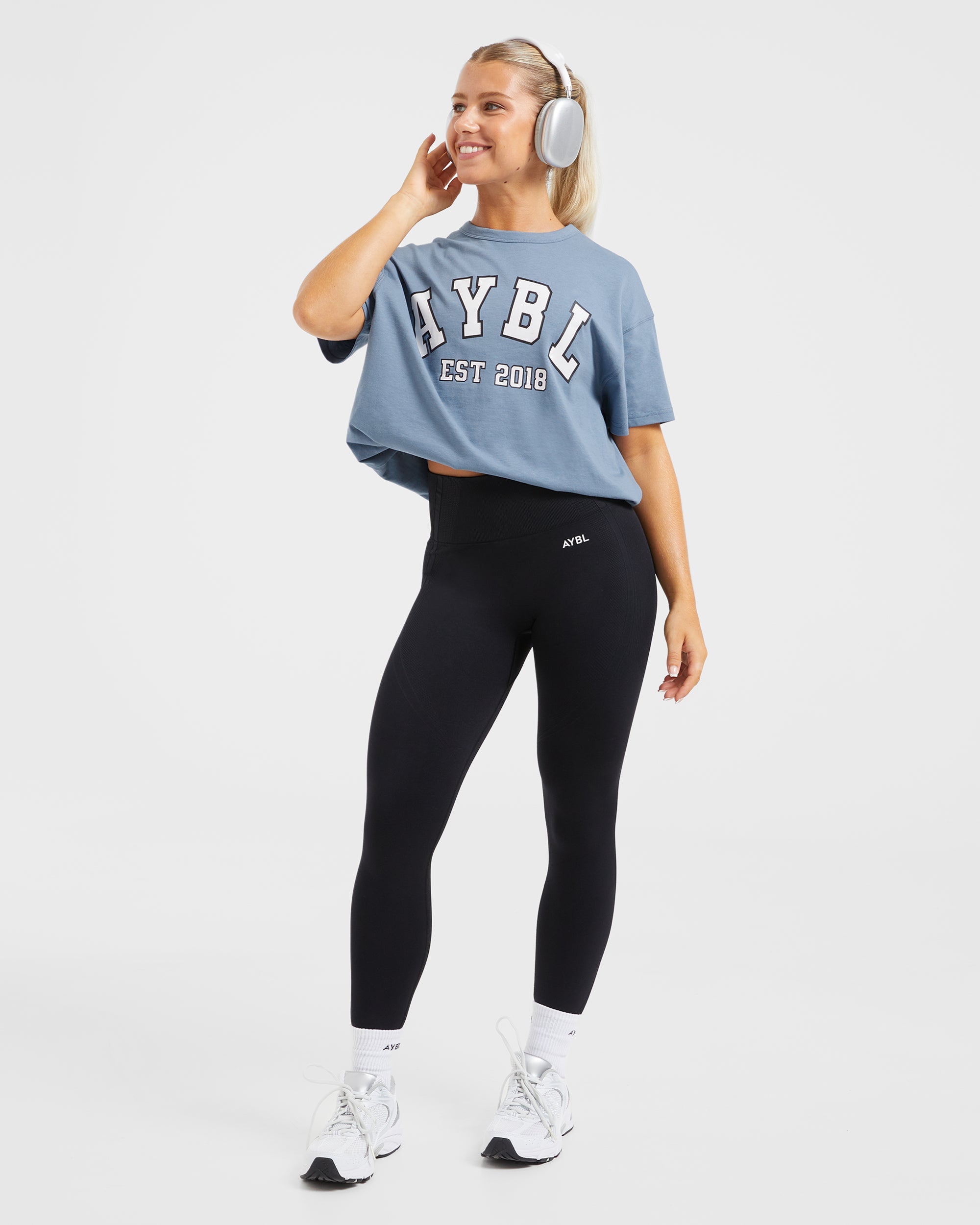 Varsity Oversized T Shirt - Blauw