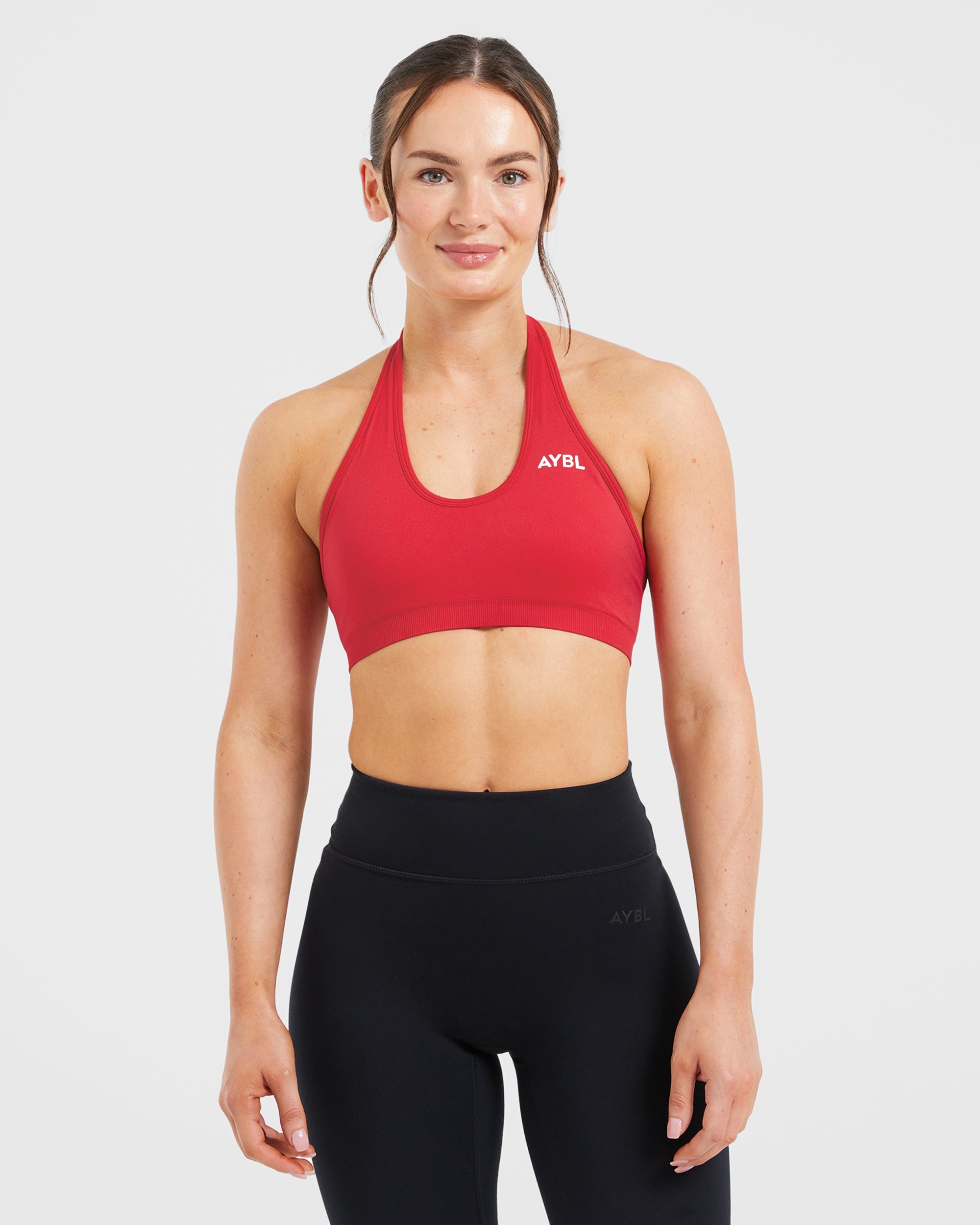 Essential Seamless Halterneck Sports Bra - Rood