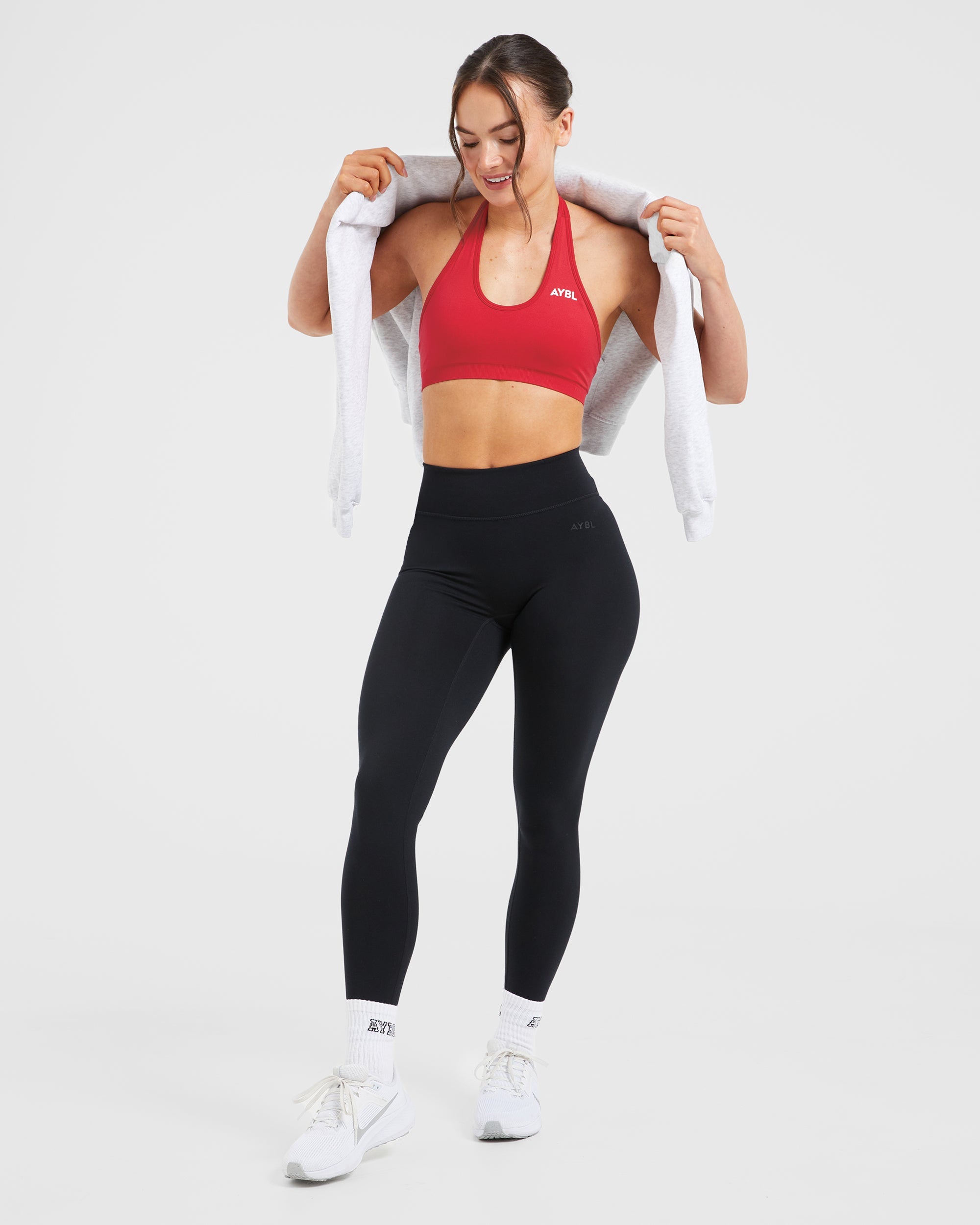 Essential Seamless Halterneck Sports Bra - Rood