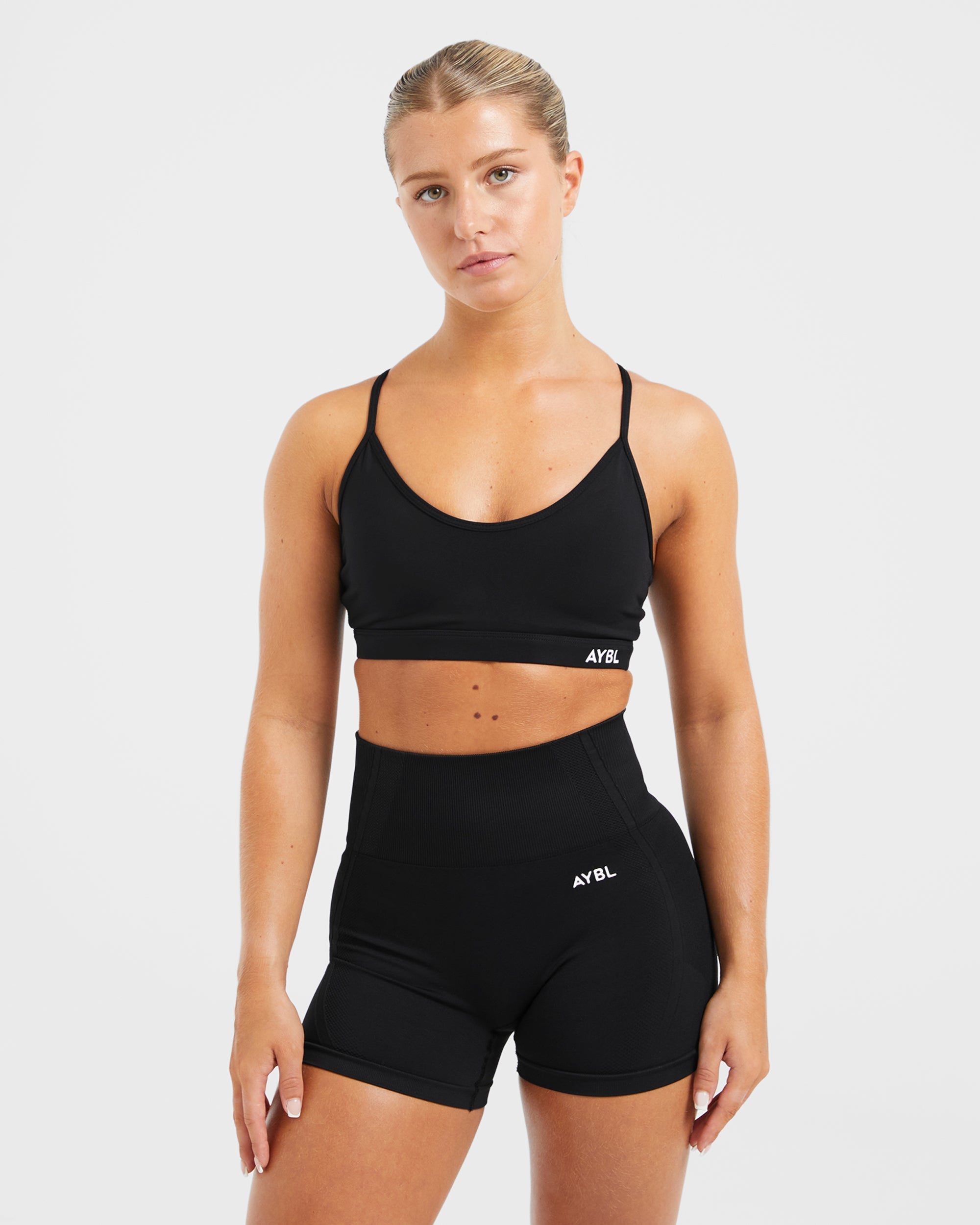 Essential V Neck Sports Bra - Zwart