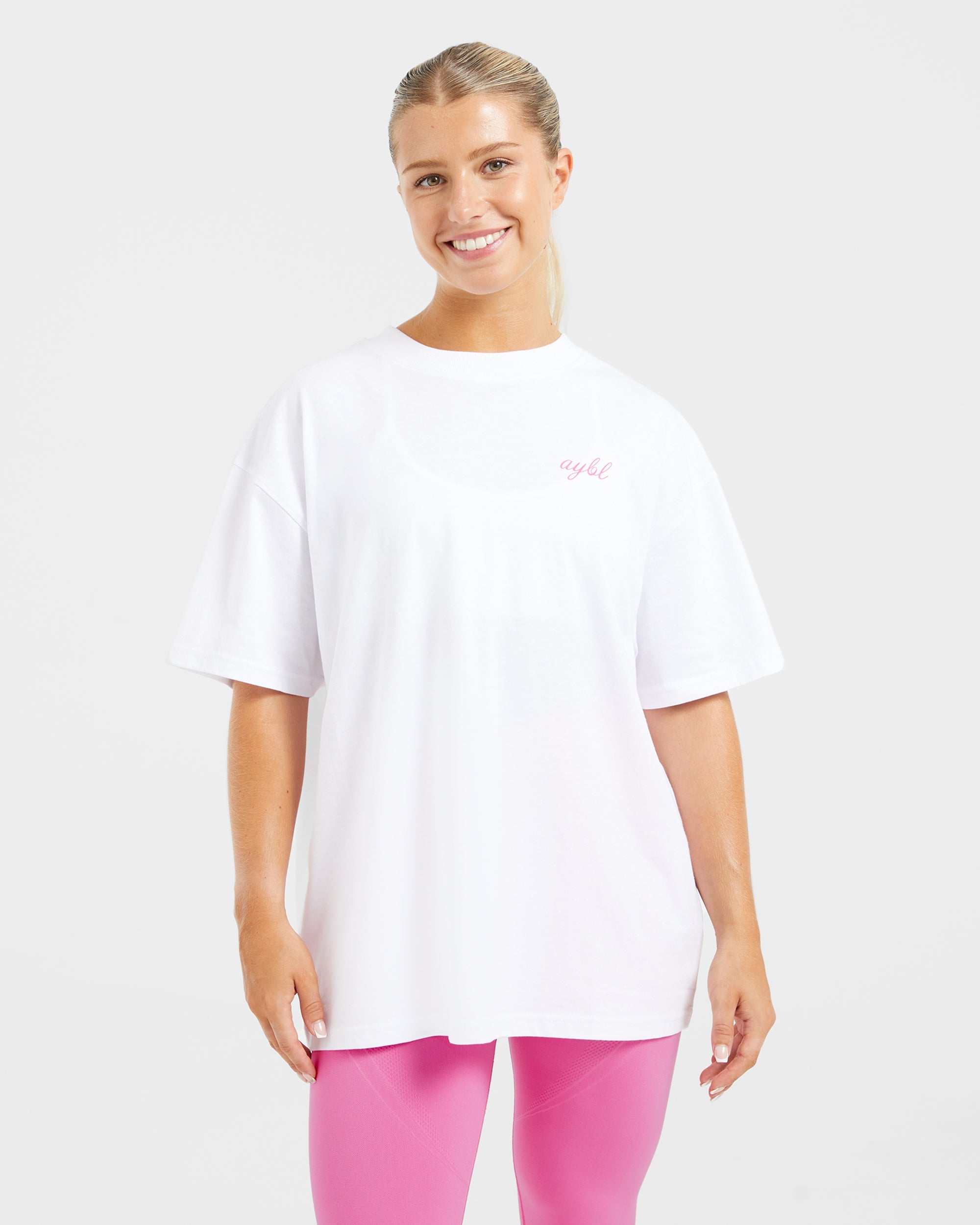 Manifest Oversized T Shirt - Wit/Roze