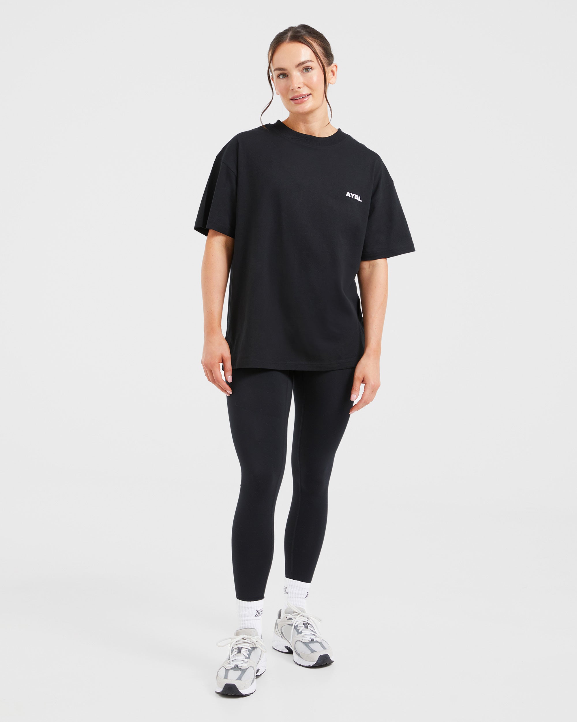 AYBL Lift Italic Oversized T Shirt - Zwart