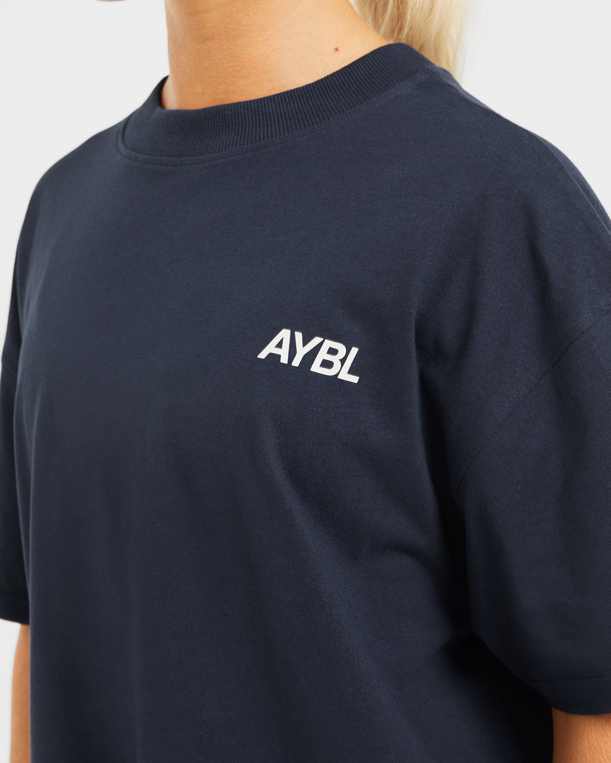 AYBL Sports Club Oversized T Shirt - Navy/Off Wit