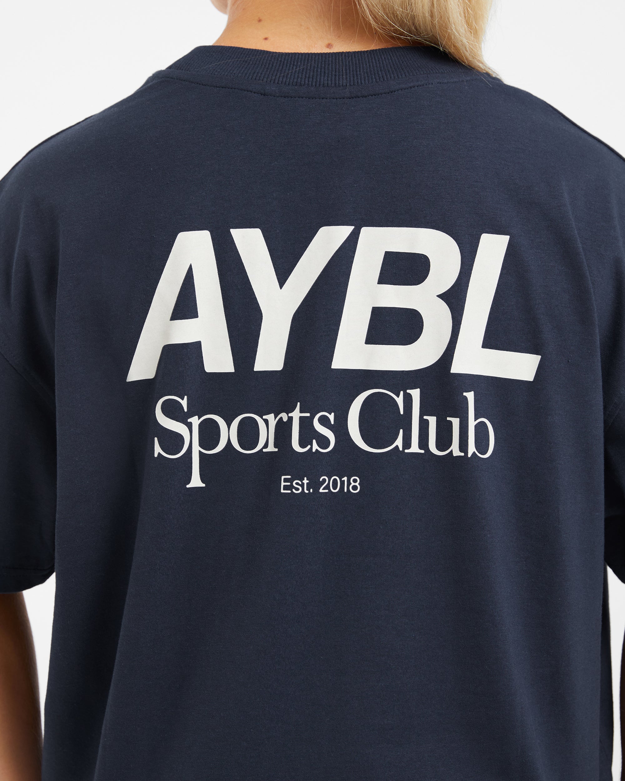 AYBL Sports Club Oversized T Shirt - Navy/Off Wit