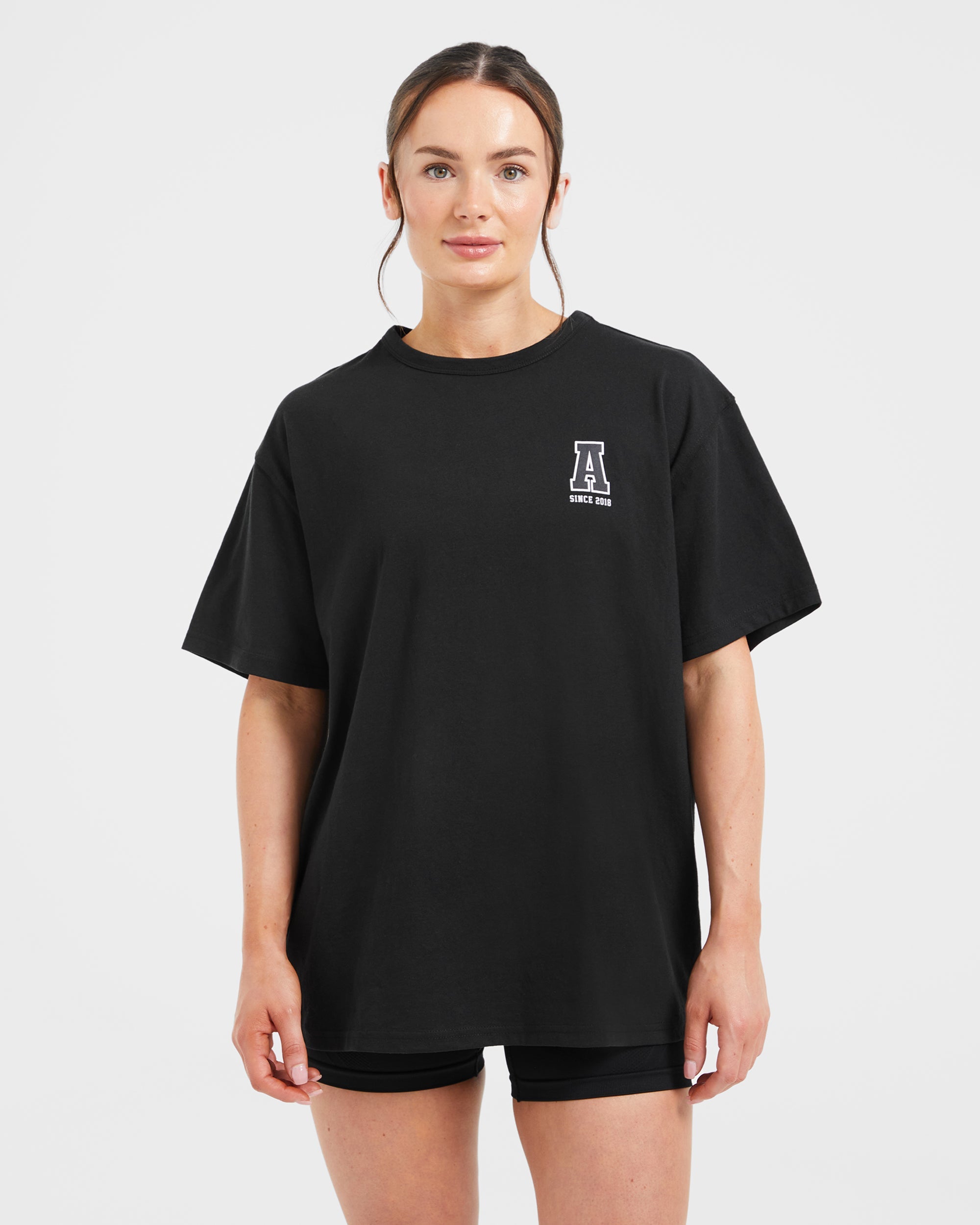 Varsity Statement Oversized T Shirt - Zwart