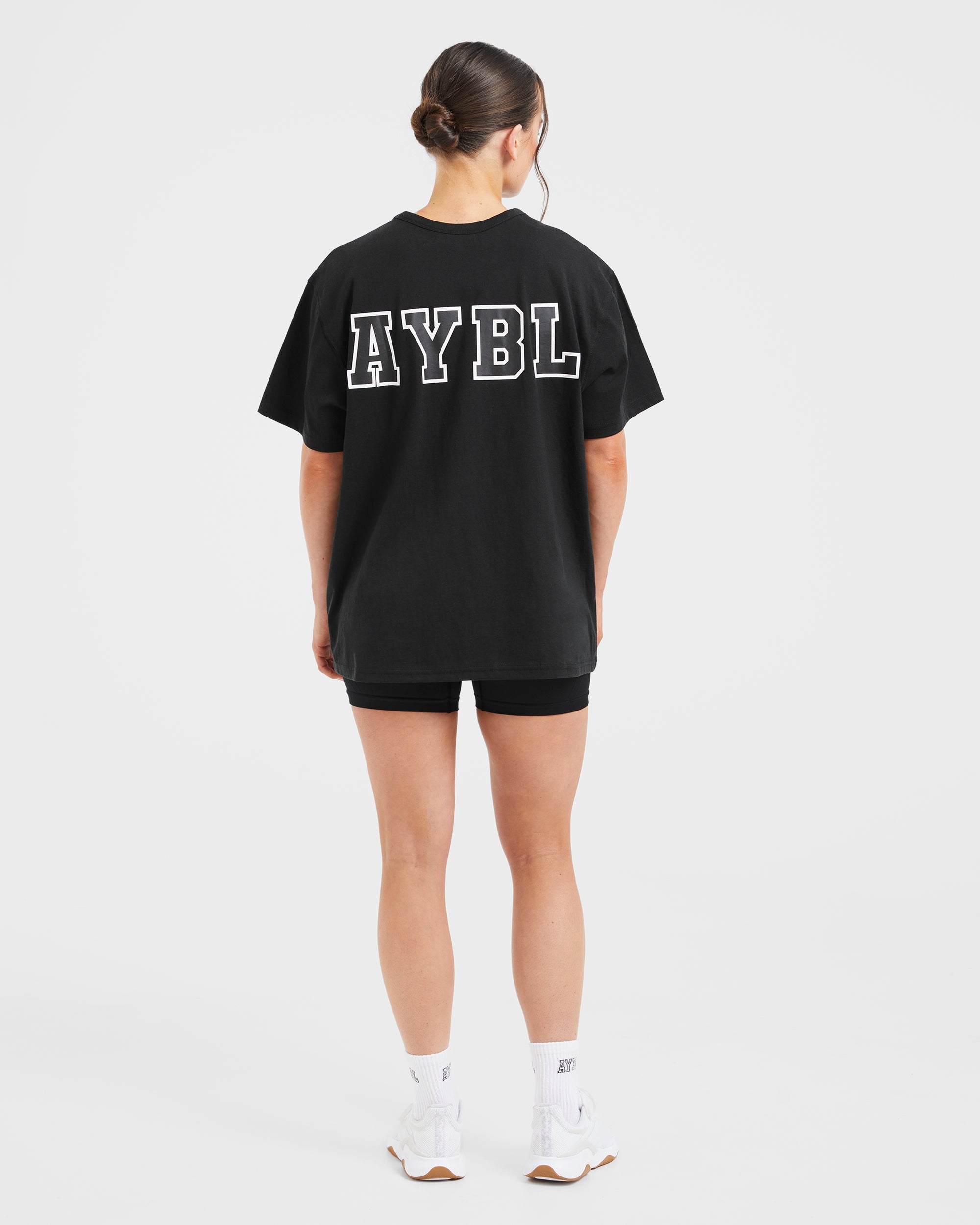 Varsity Statement Oversized T Shirt - Zwart