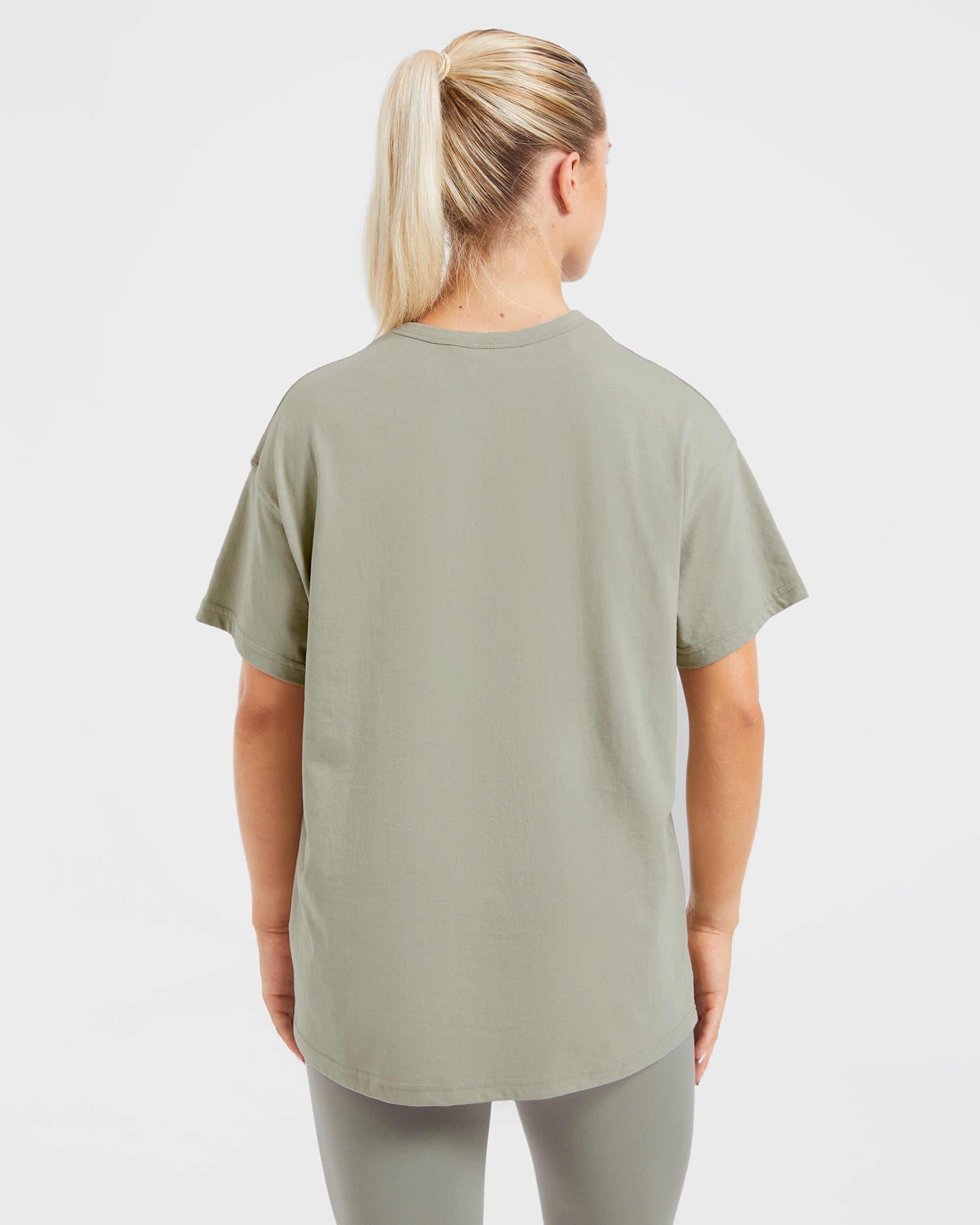 Varsity Oversized T Shirt - Olive Groen