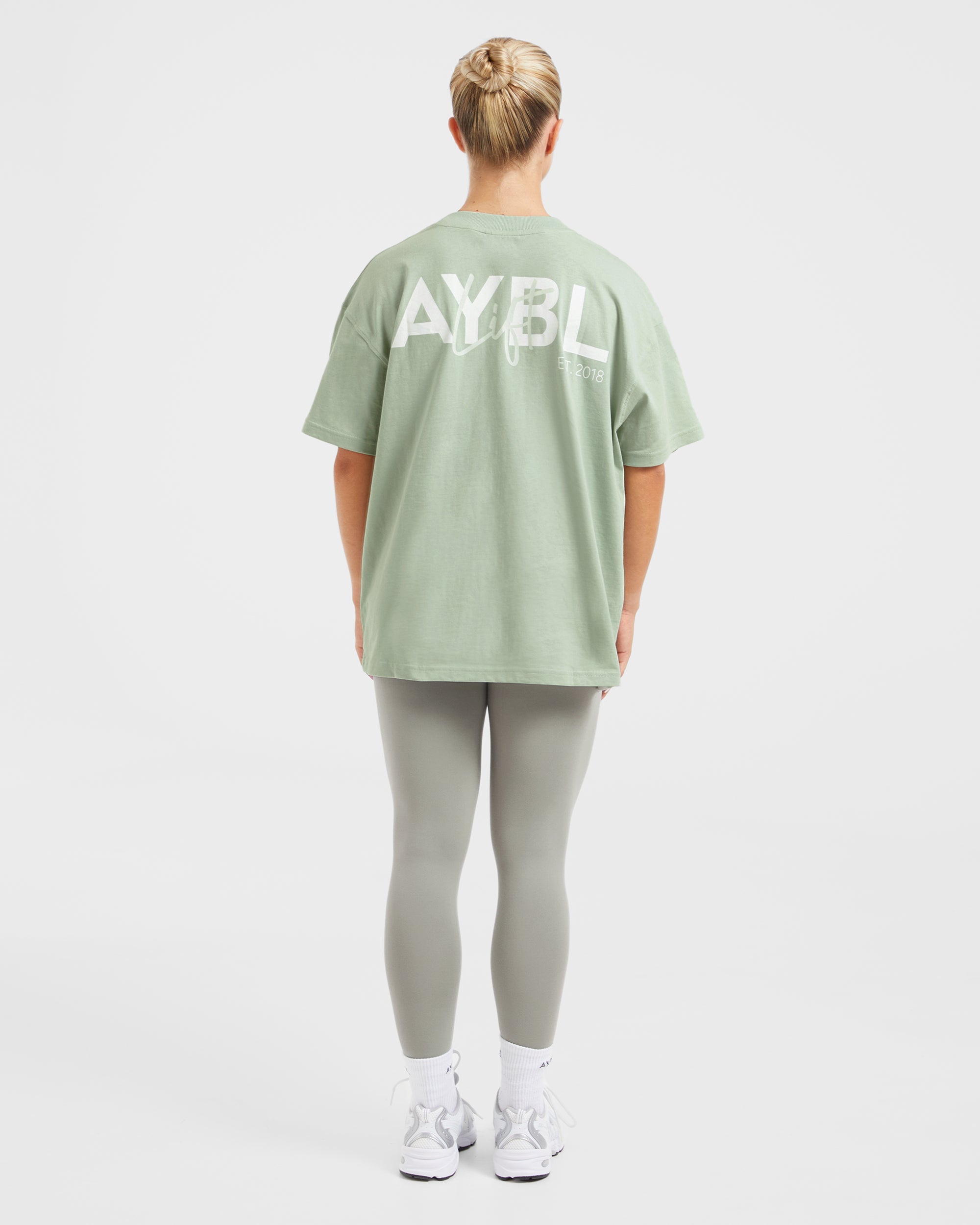 Lift Graphic Oversized T Shirt - Light Sage