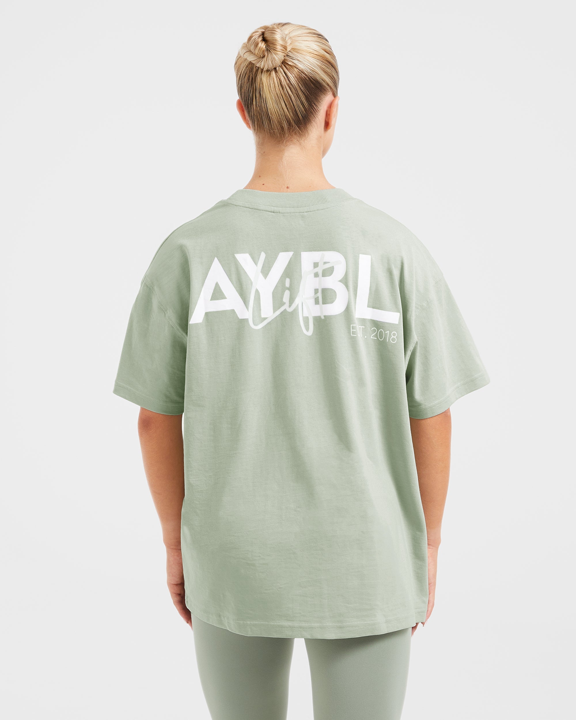 Lift Graphic Oversized T Shirt - Light Sage