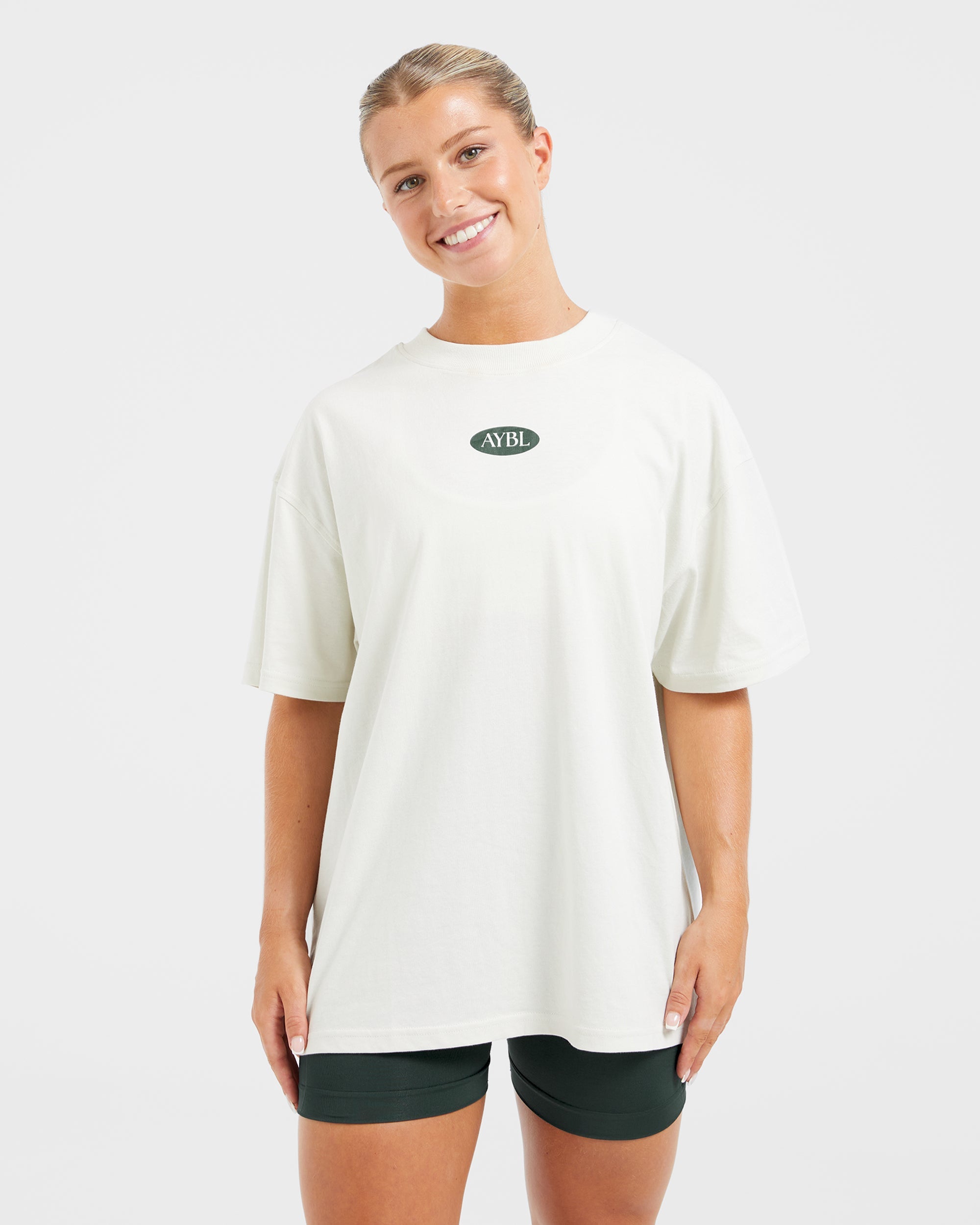 AYBL Lifestyle Oversized T Shirt - Off Wit/Forest