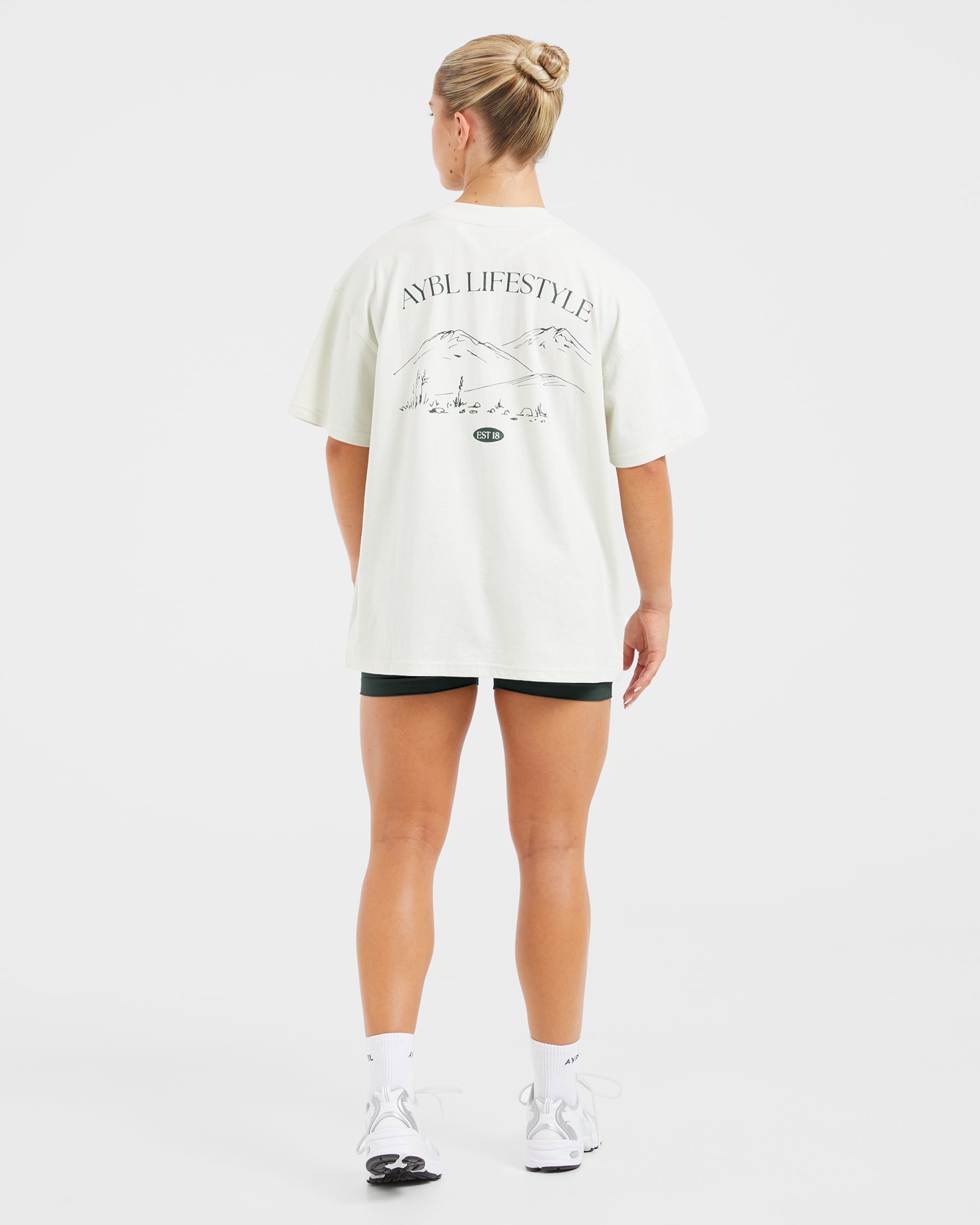 AYBL Lifestyle Oversized T Shirt - Off Wit/Forest