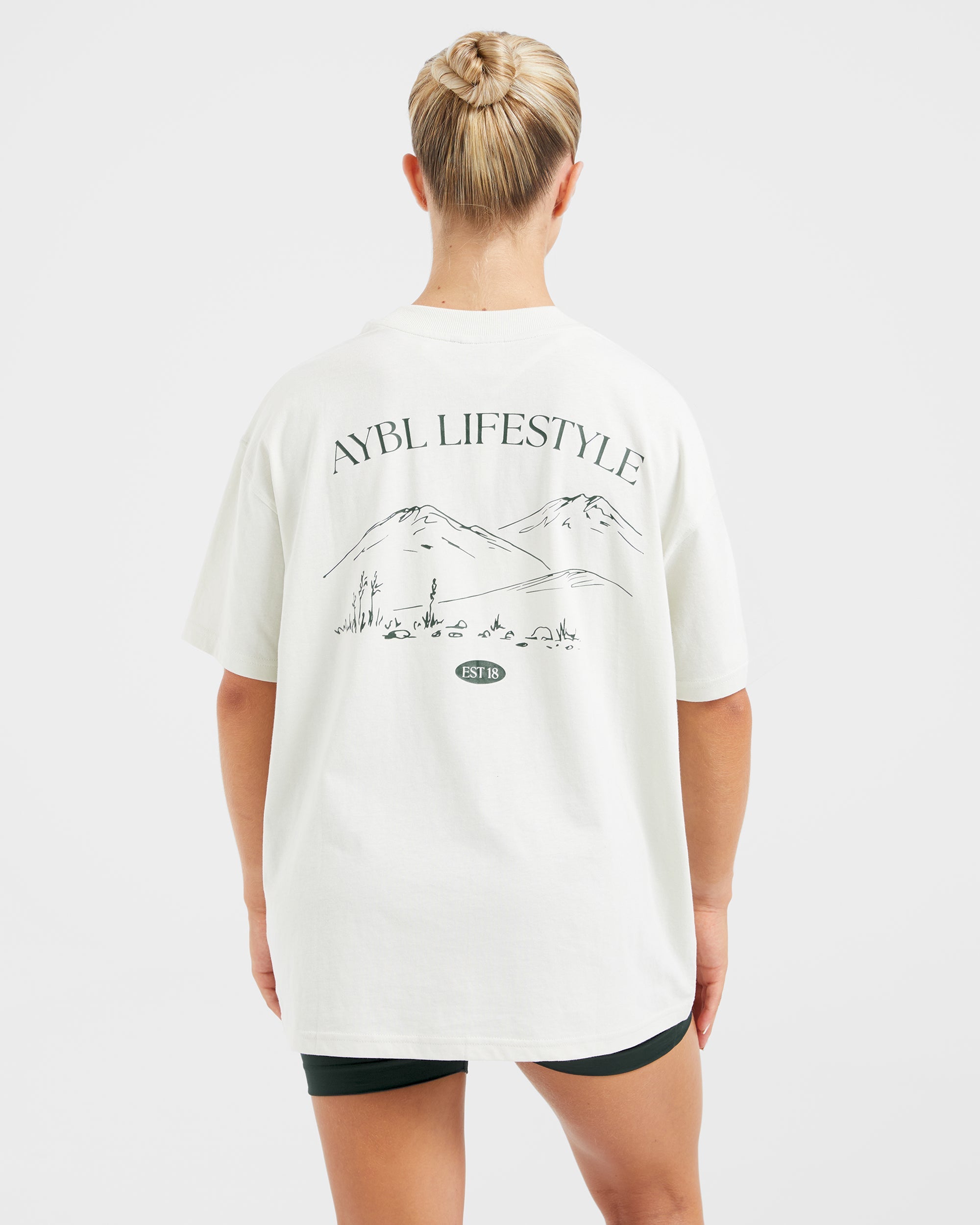 AYBL Lifestyle Oversized T Shirt - Off Wit/Forest