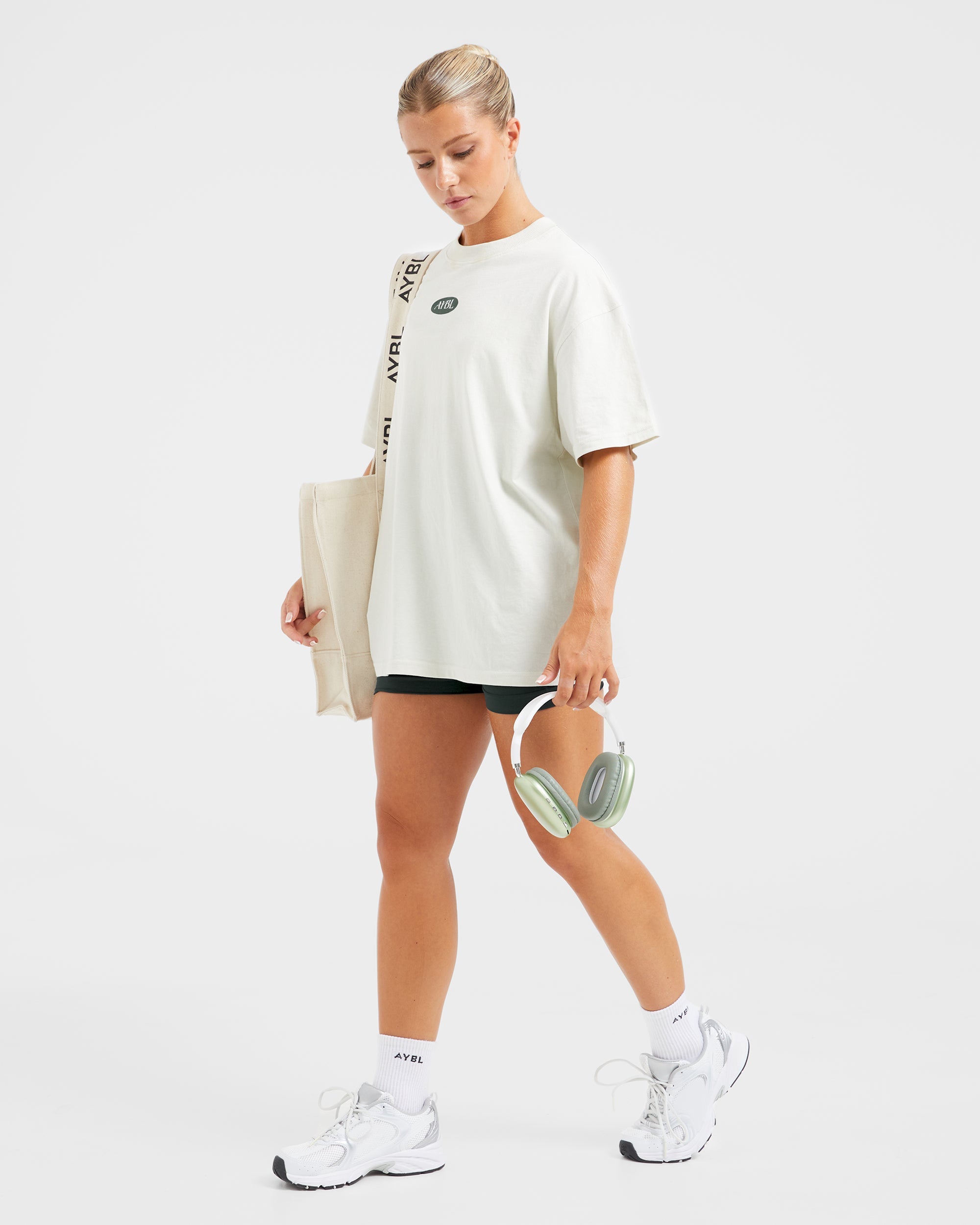 AYBL Lifestyle Oversized T Shirt - Off Wit/Forest