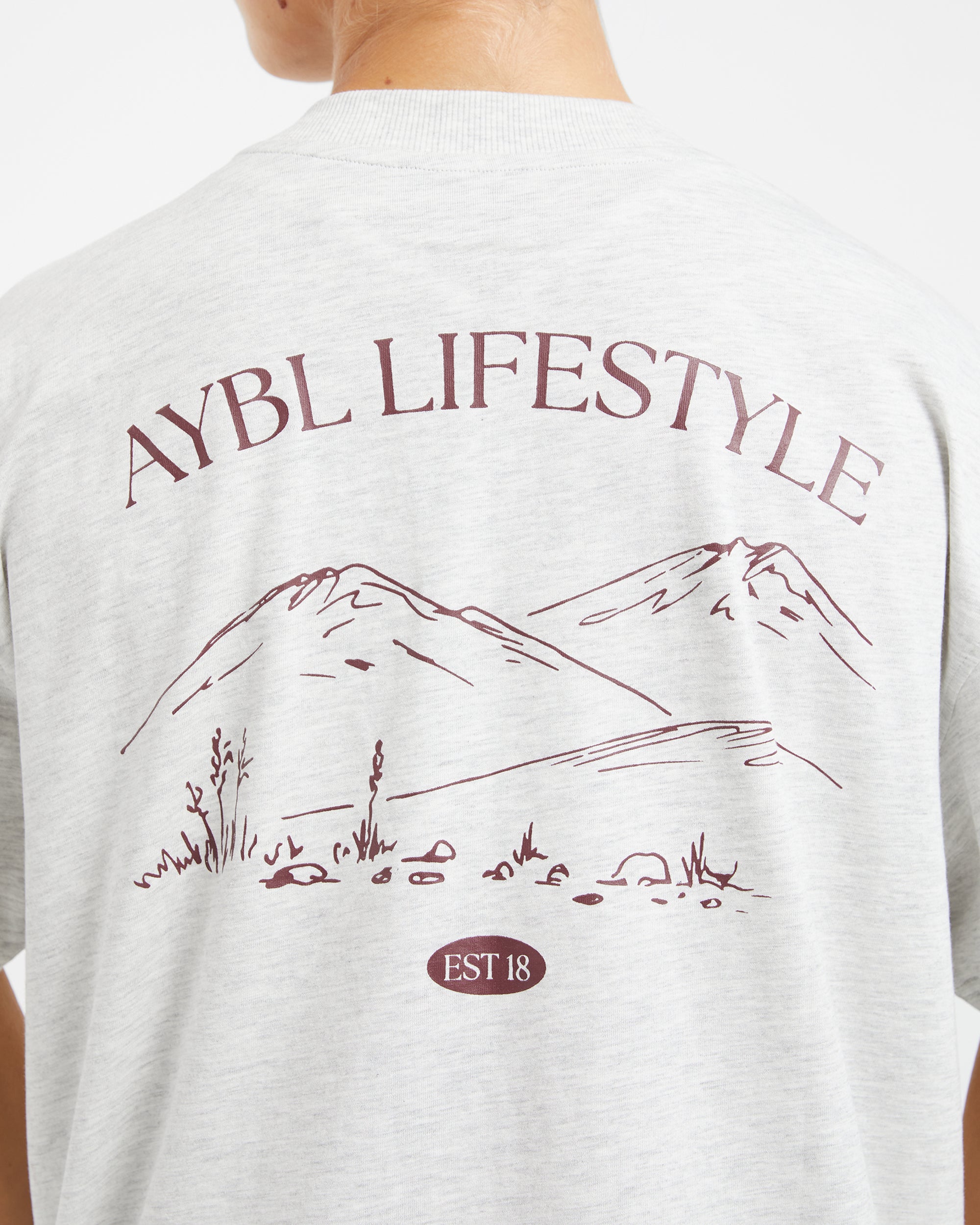 AYBL Lifestyle Oversized T Shirt - Heather Grijs/Burgundy