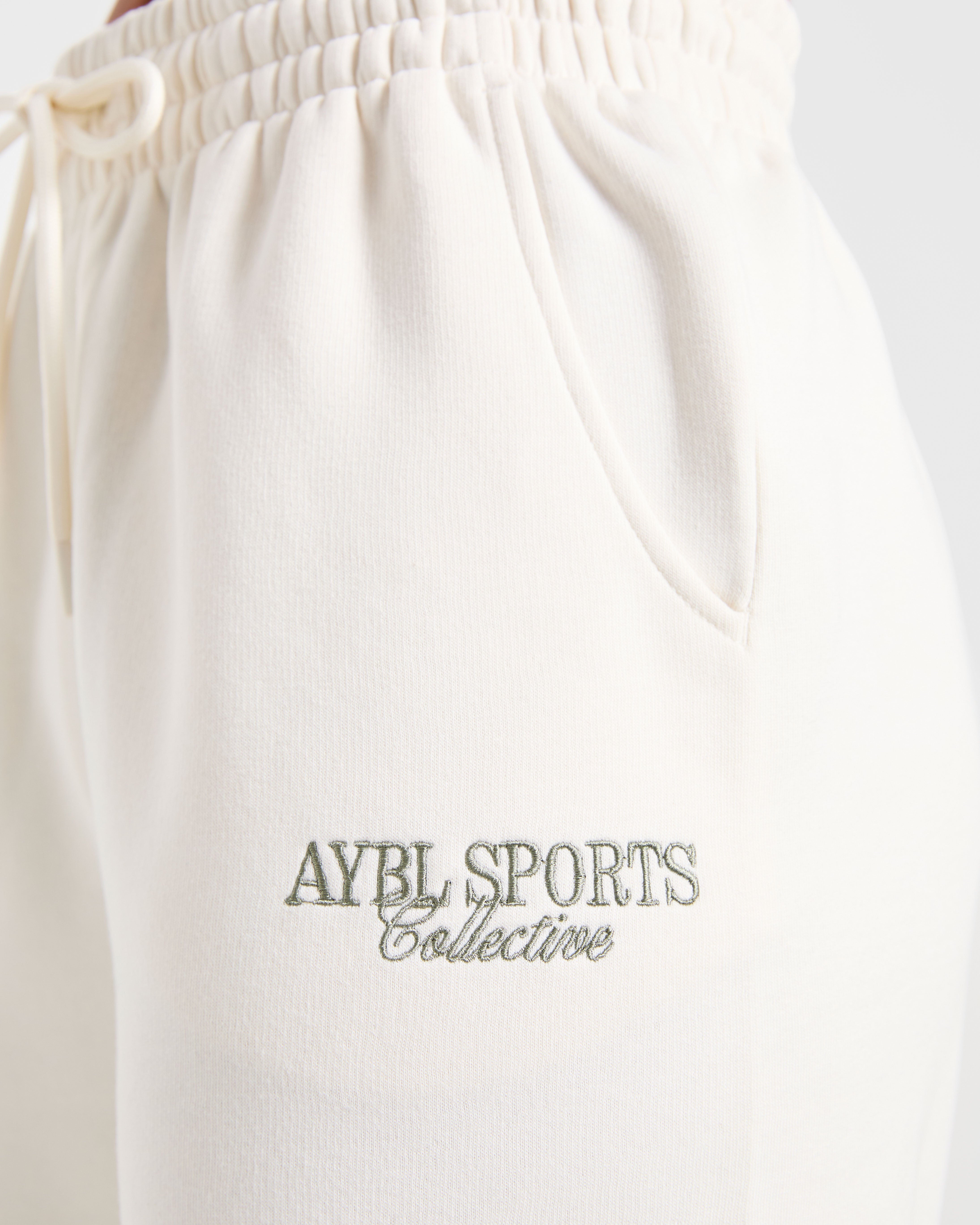 Sports Collective Oversized Straight Leg Joggers - Off Wit/Groen