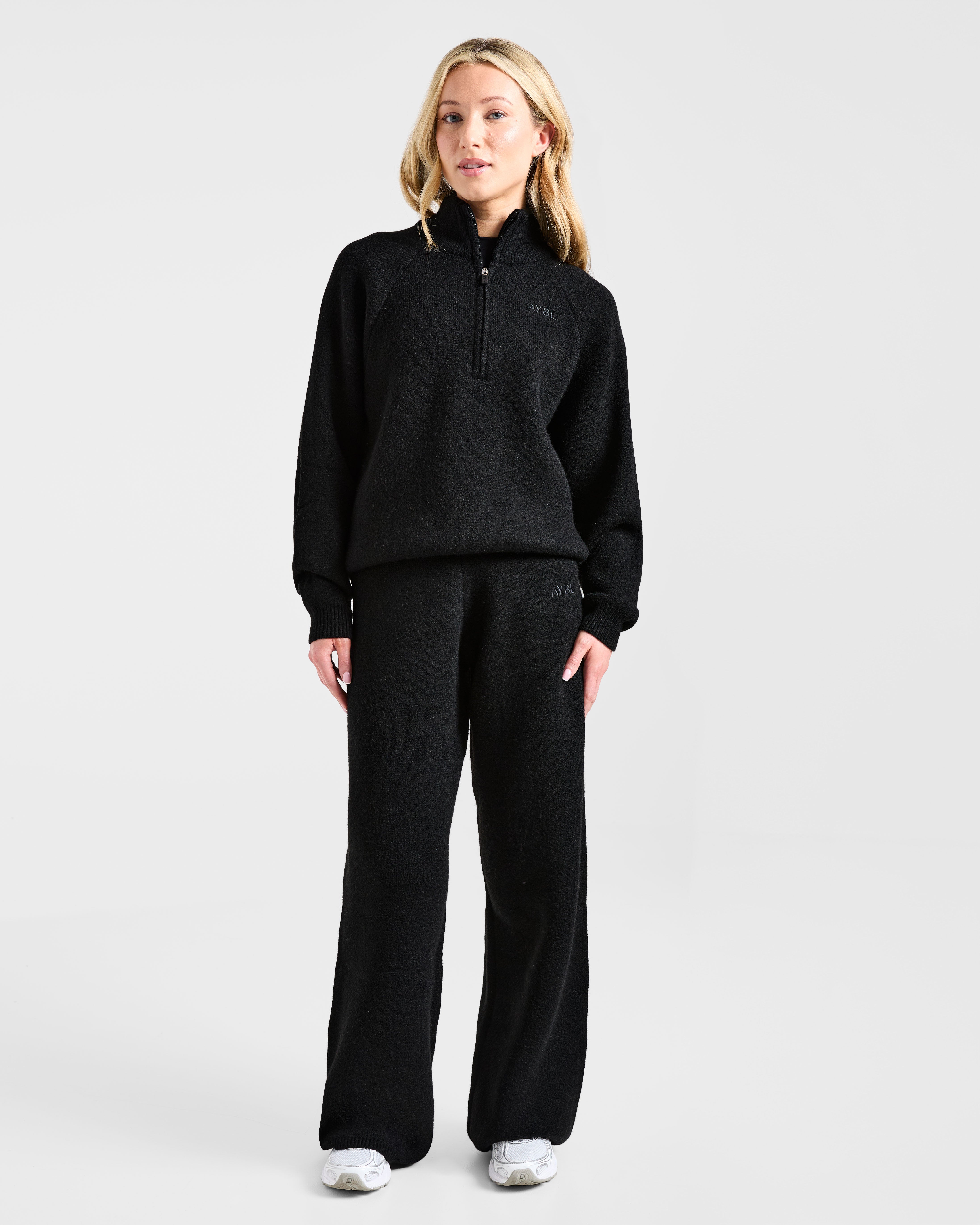 Soft Oversized Knitted 1/4 Zip - Zwart
