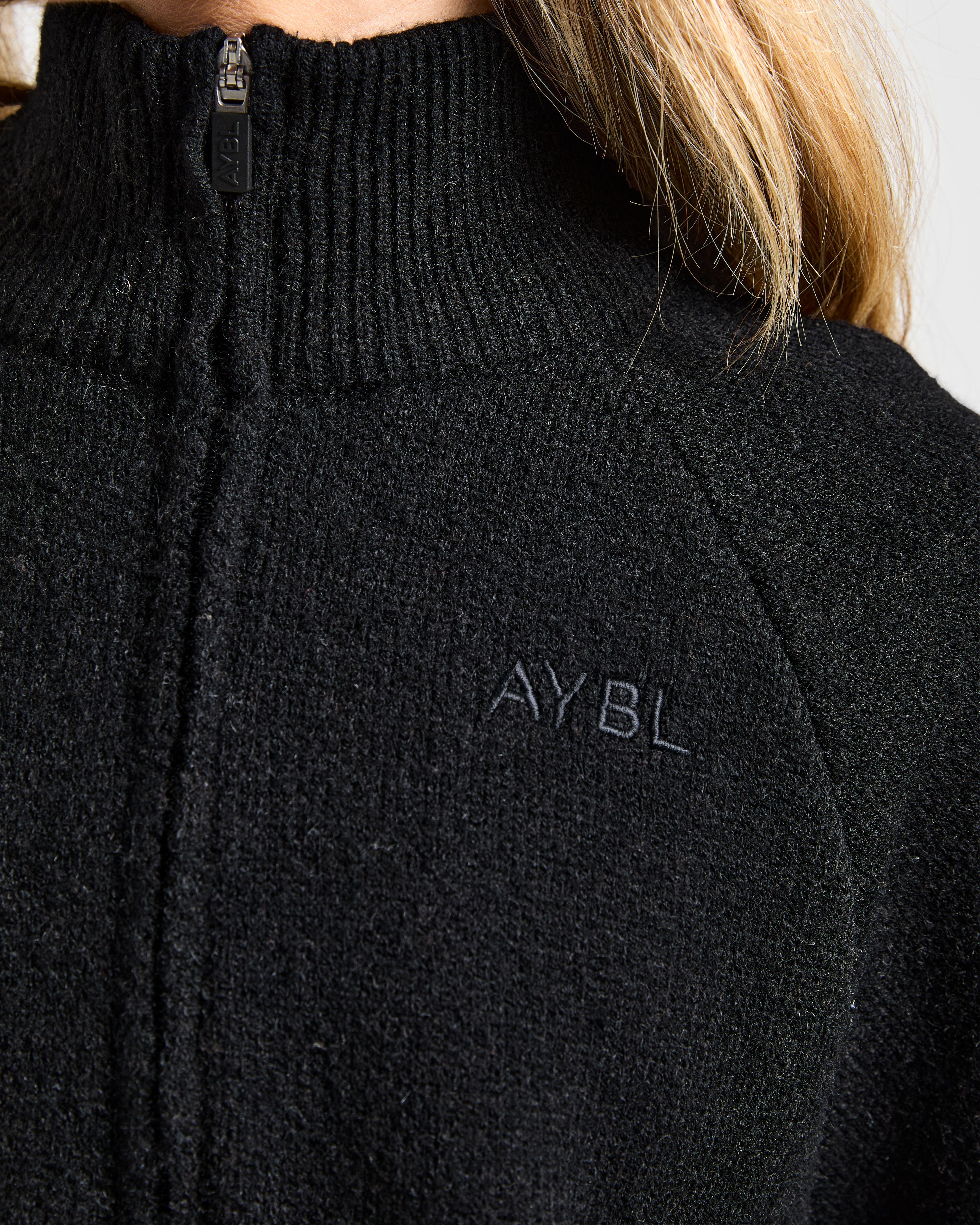Soft Oversized Knitted 1/4 Zip - Zwart